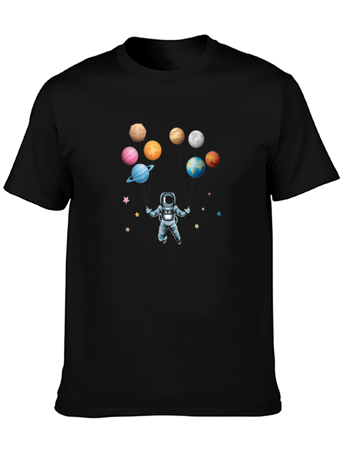 Black Astronaut & Planets Black Graphic Tee view 3