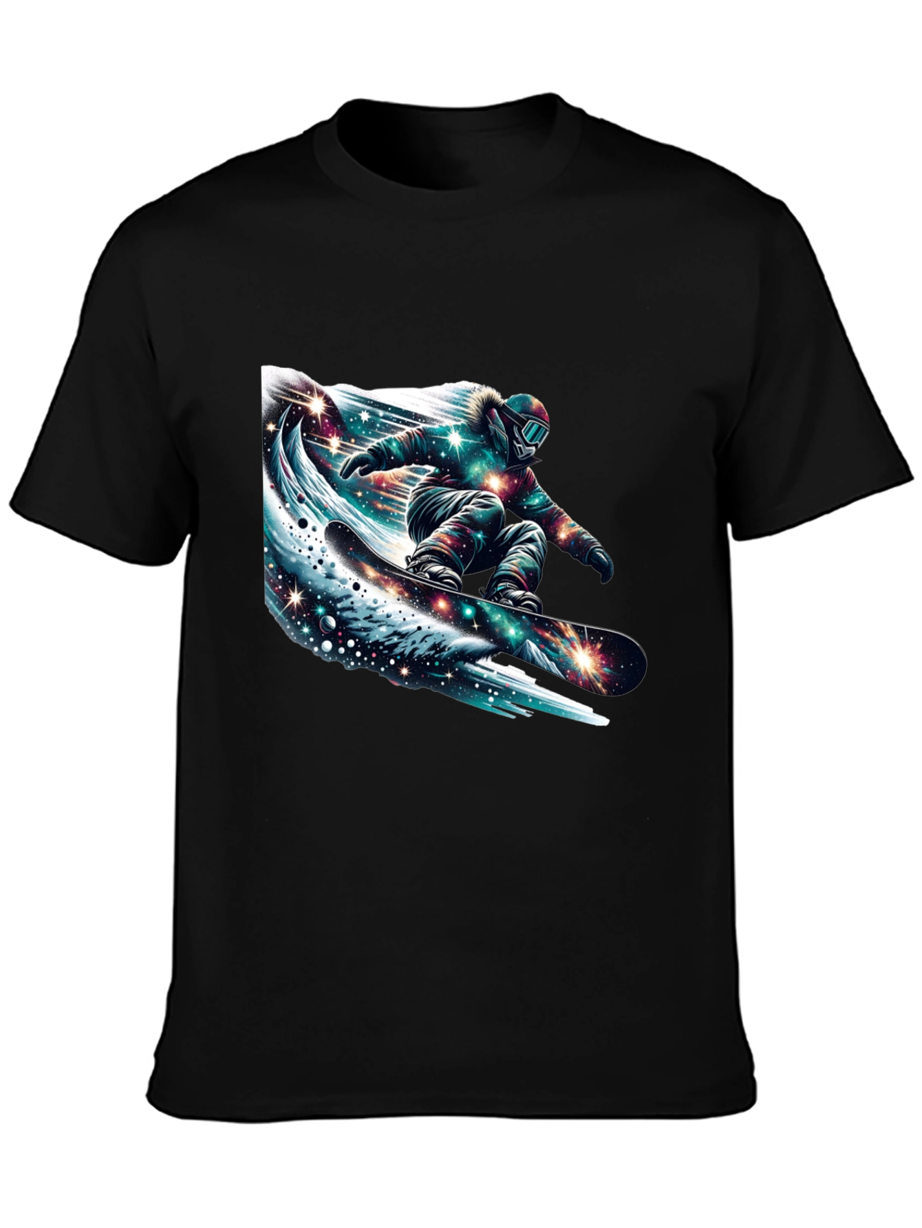 Black Galaxy Snowboarder Graphic Tee - Black view 3