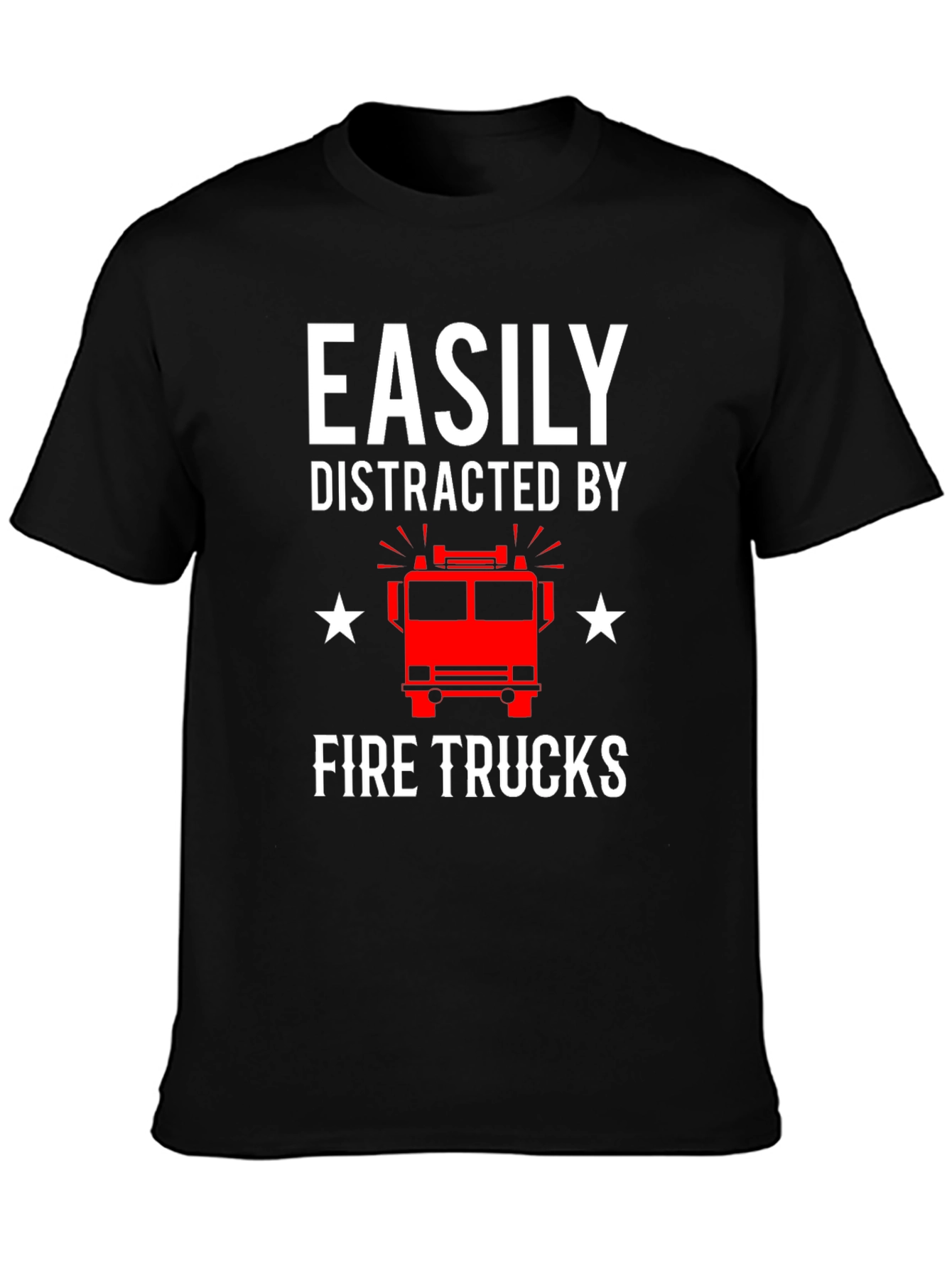 Black Easily Distracted By Fire Trucks Graphic Tee view 3