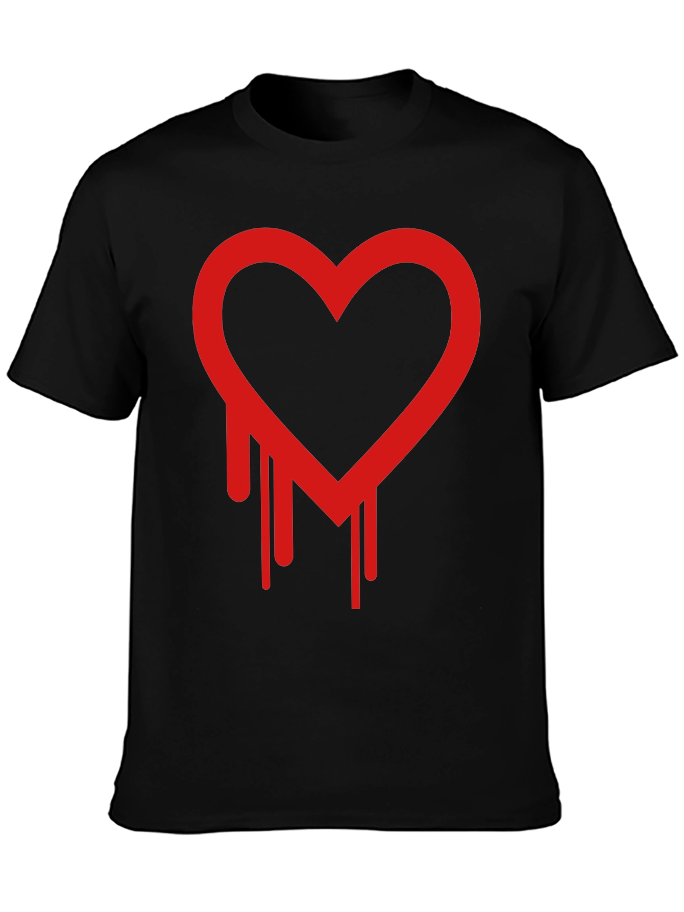 Black Dripping Heart Graphic Black T-Shirt view 3