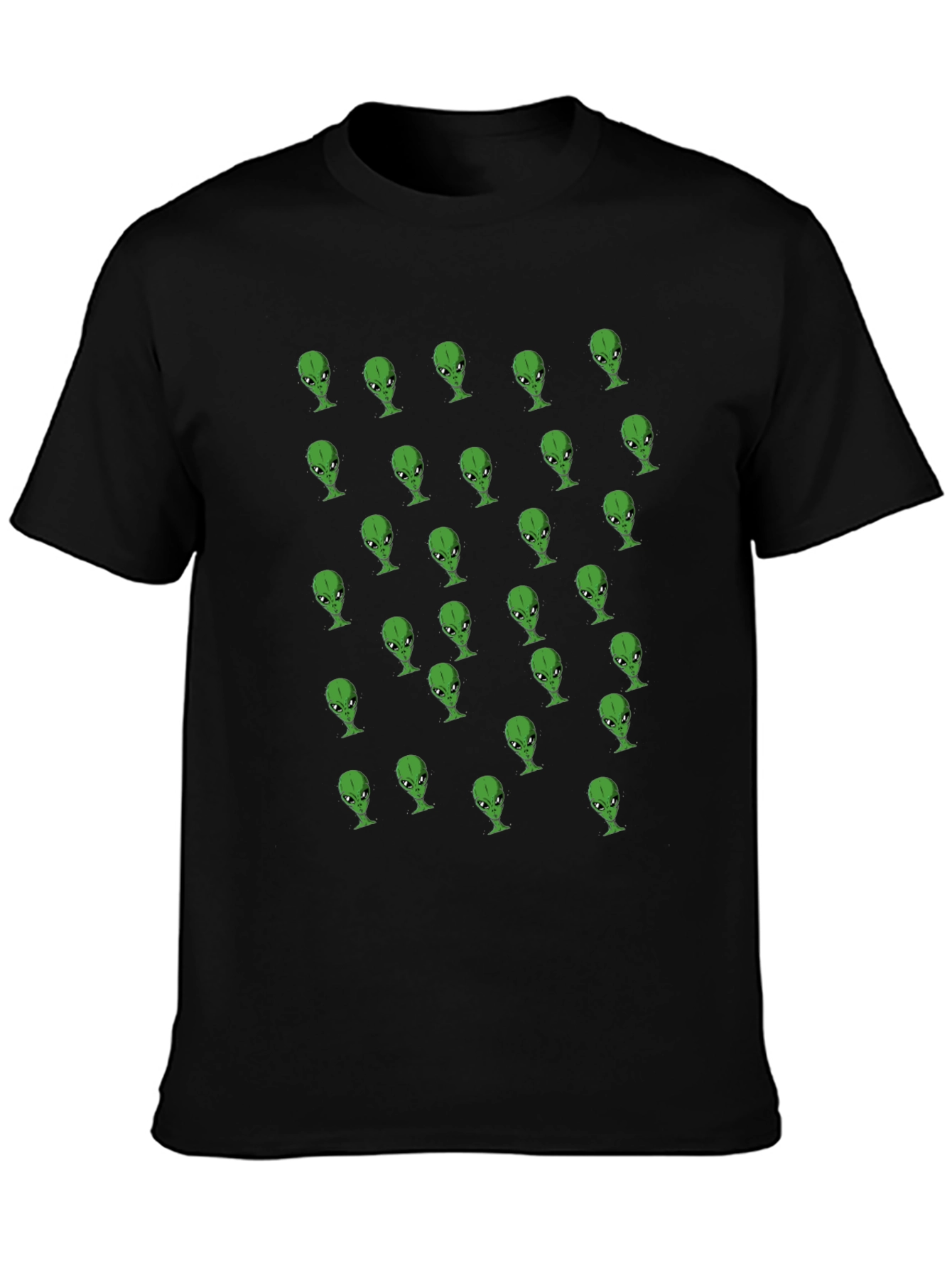 Black Alien Heads Black T-Shirt view 3