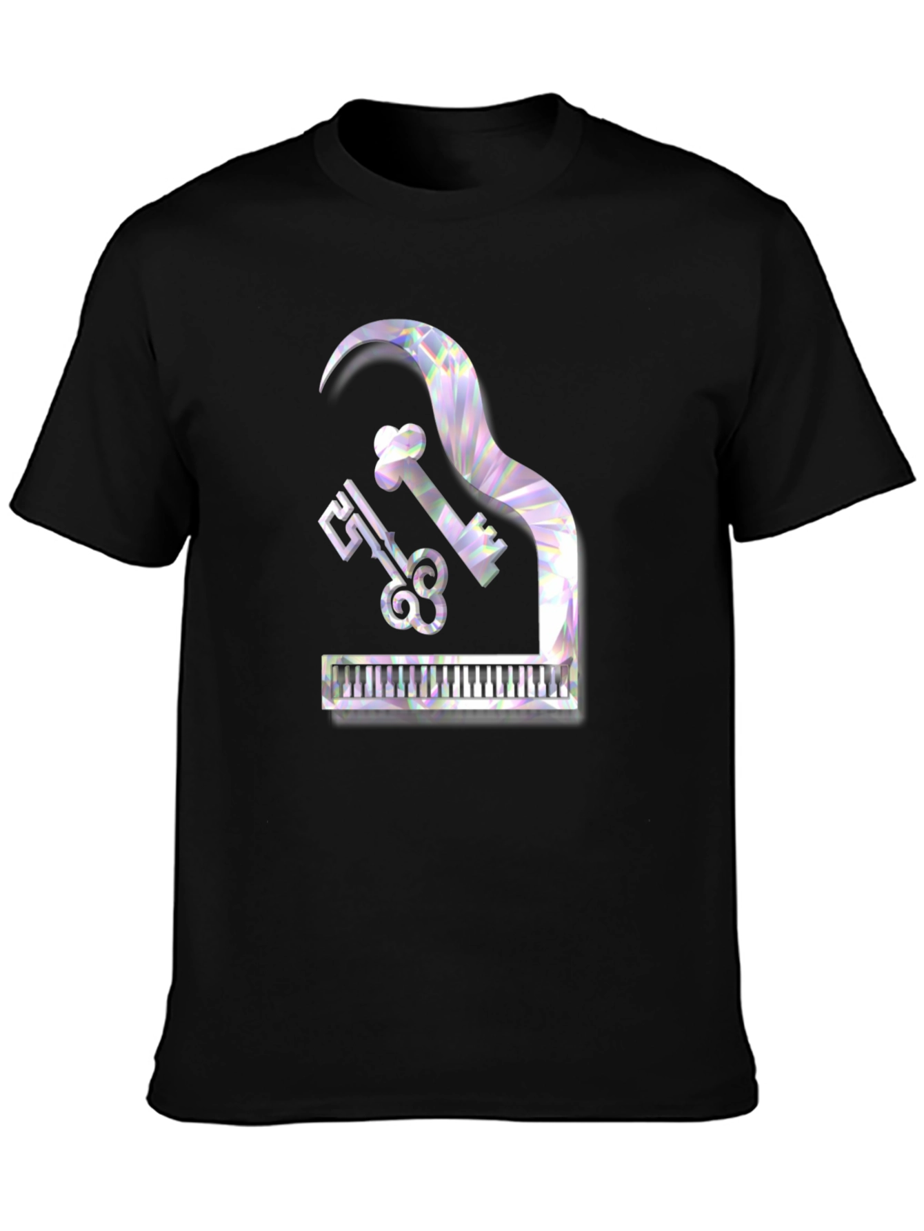 Black Piano Keys & Music Note T-Shirt - Stylish Musical Tee view 3