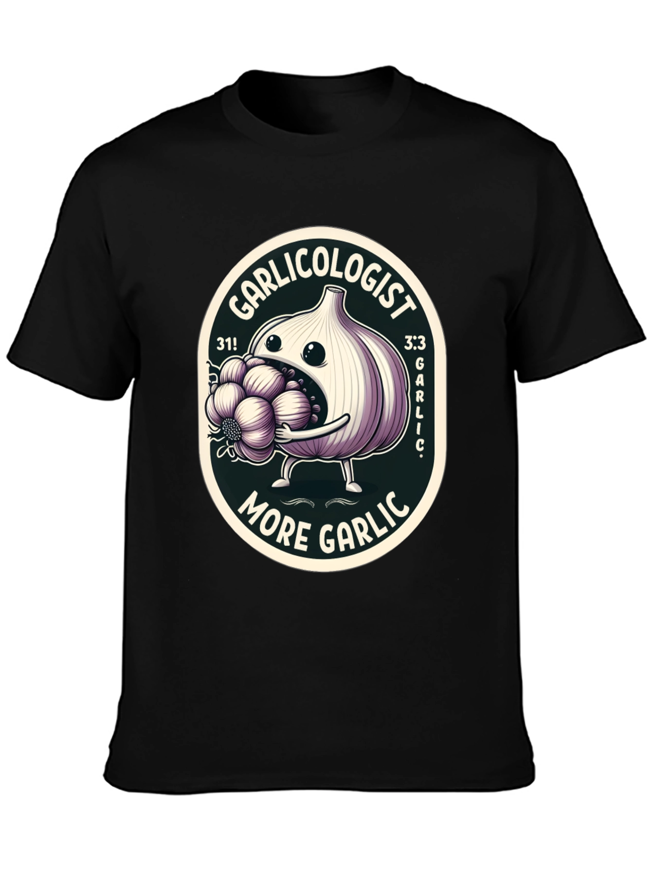Black Garlicologist Graphic T-Shirt - More Garlic! view 3