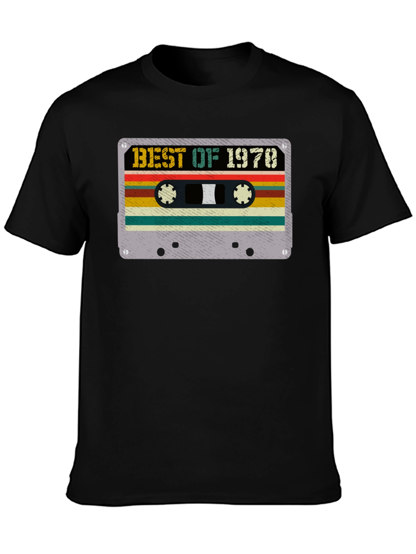 Black Best of 1970 Cassette Tape Graphic T-Shirt view 3