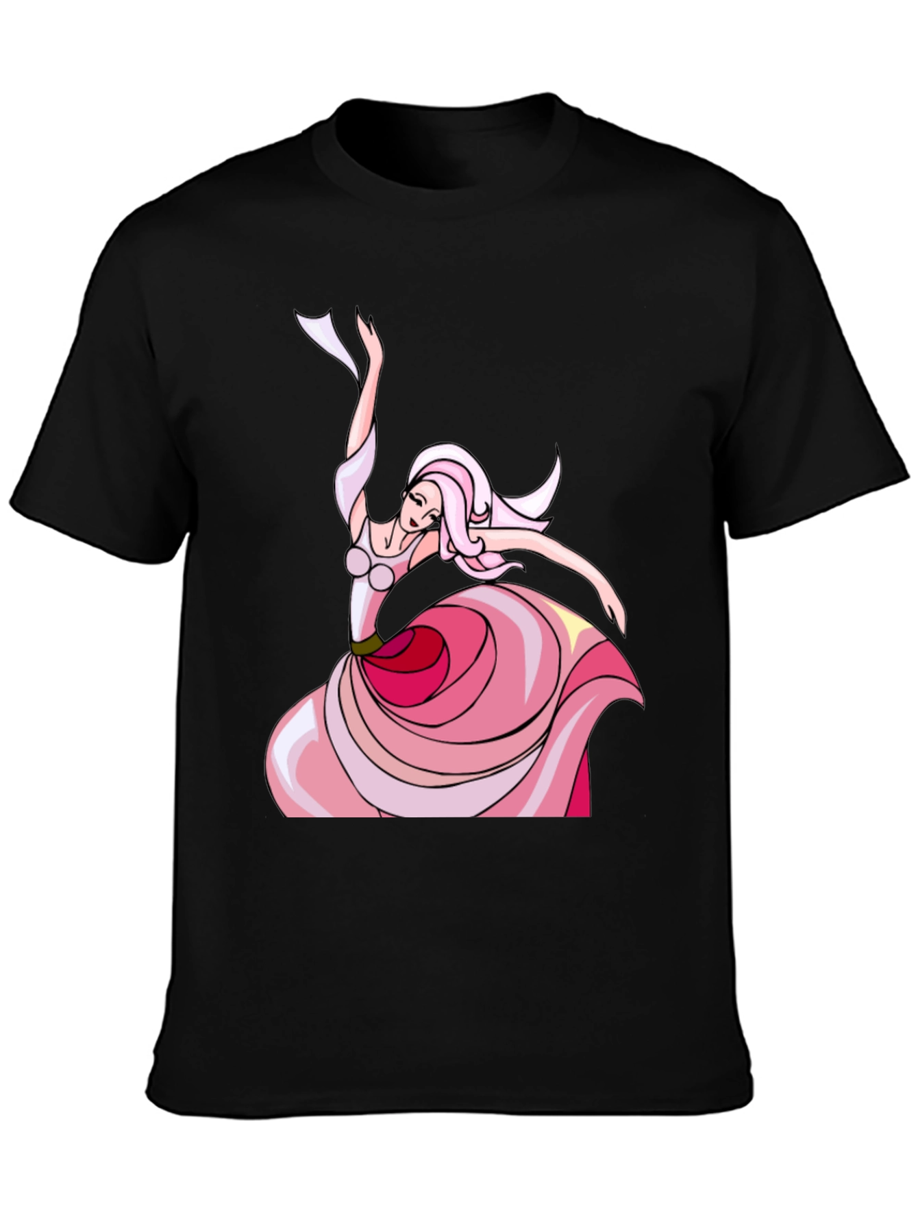 Black Elegant Dancer Graphic Tee - Black Cotton view 3