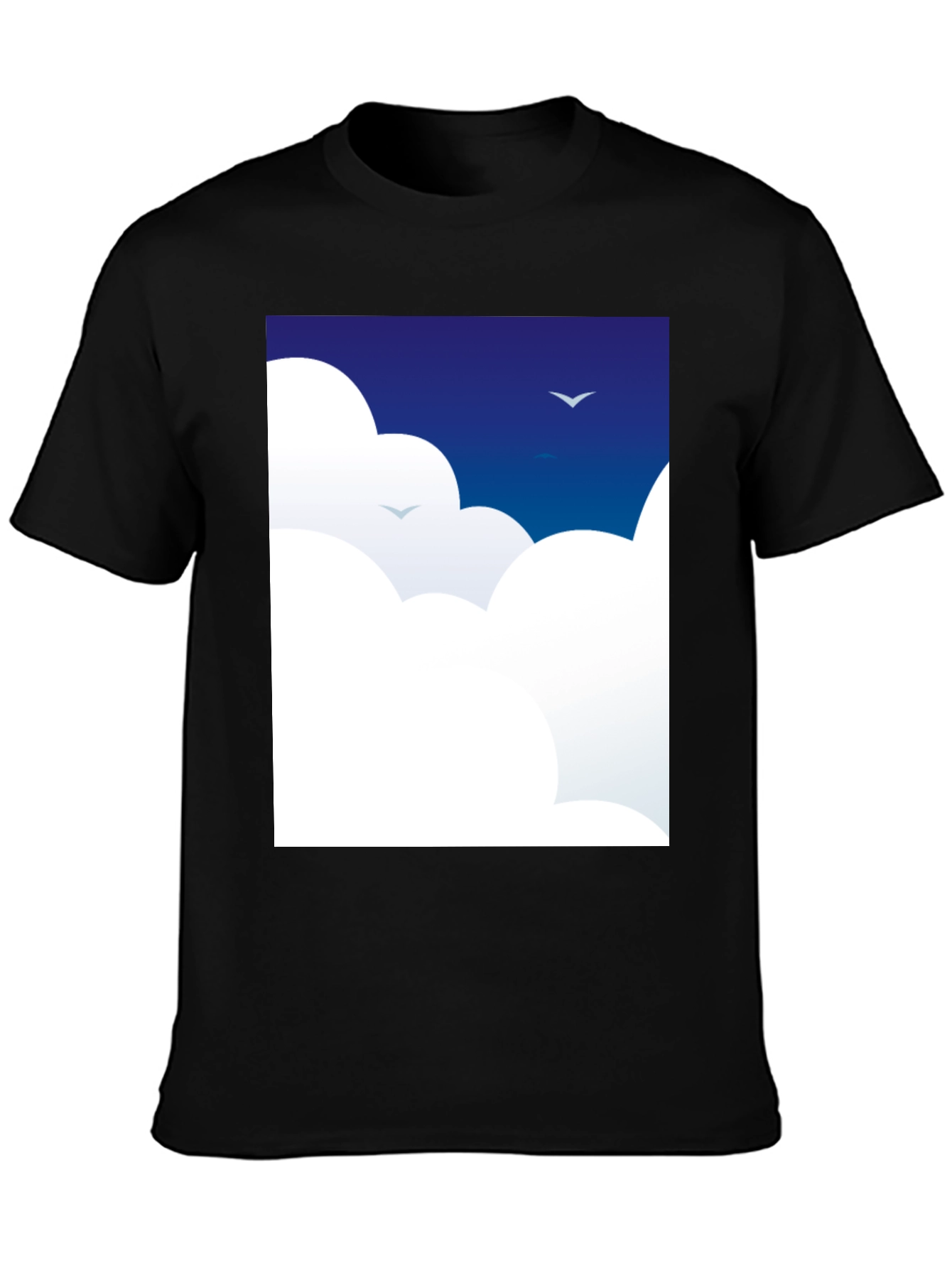 Black Dreamy Clouds T-Shirt - Sky Blue Graphic Tee view 3