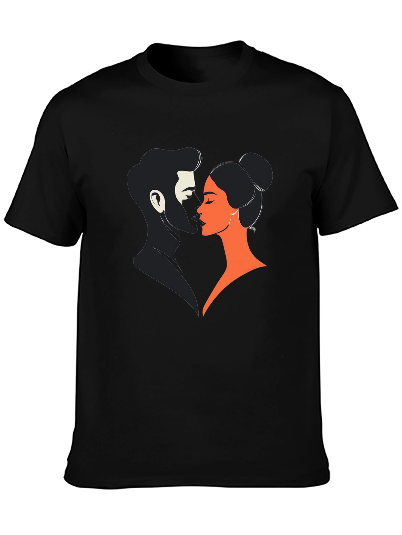 Black Romantic Couple Graphic Tee - Black view 3