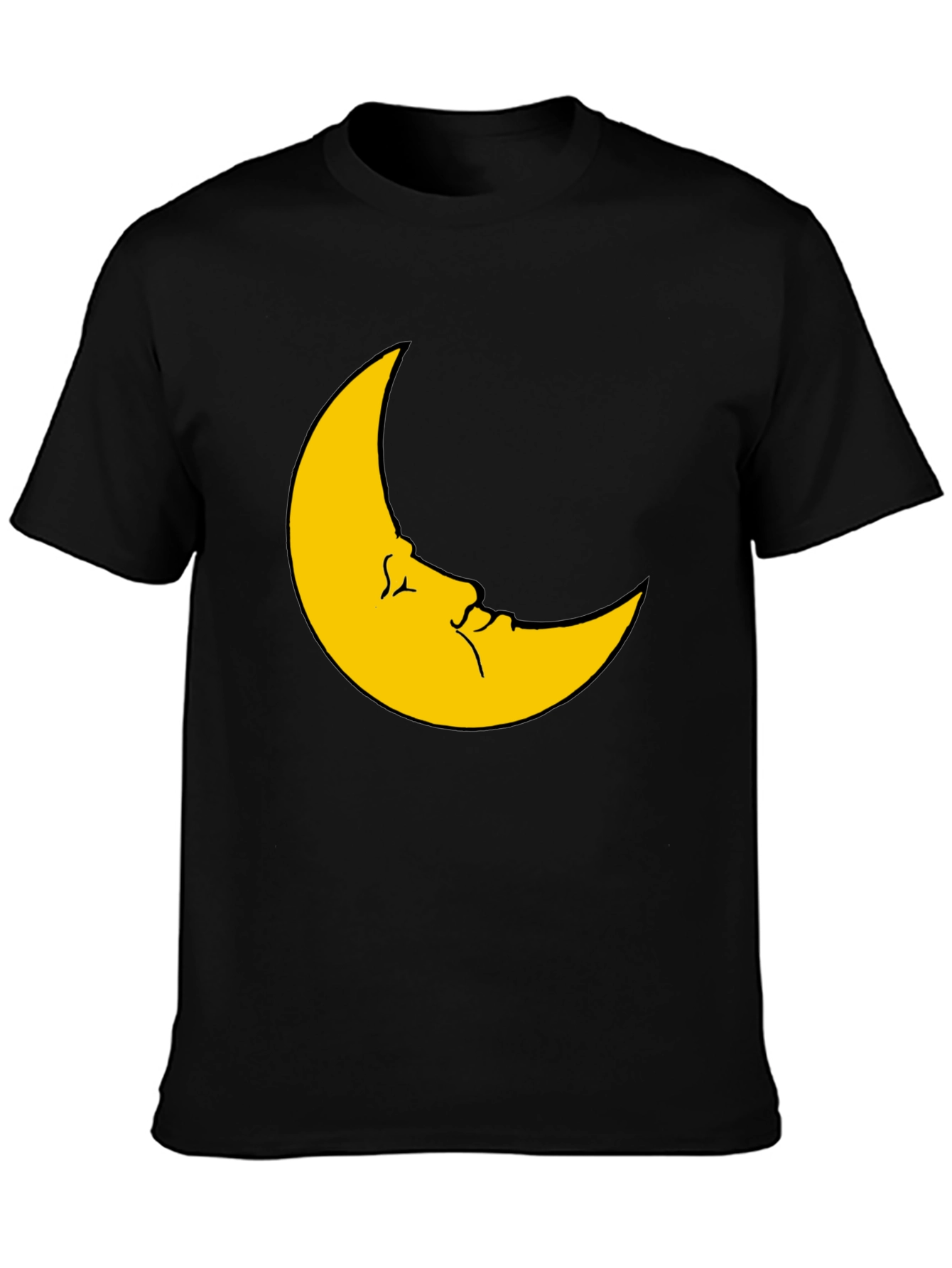 Black Moon Face Graphic Tee - Soft Black T-Shirt view 3