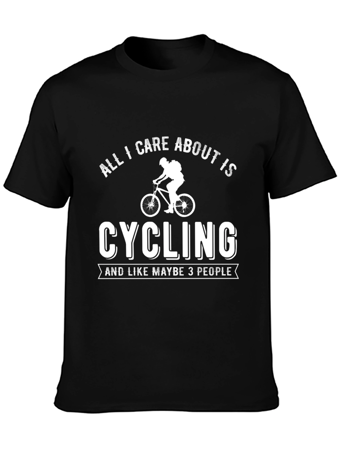 Black Cycling T-Shirt - All I Care About Is Cycling view 3