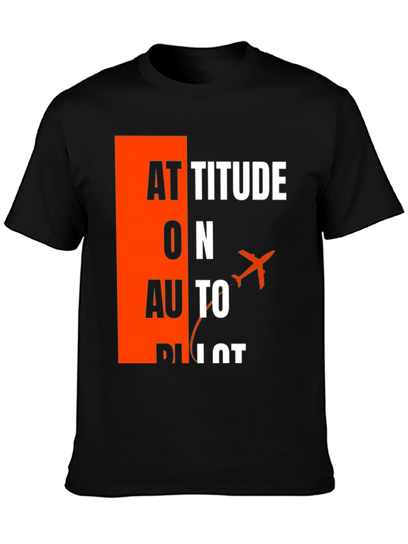 Black Attitude on Autopilot Black T-Shirt - Aviation Enthusiast view 3