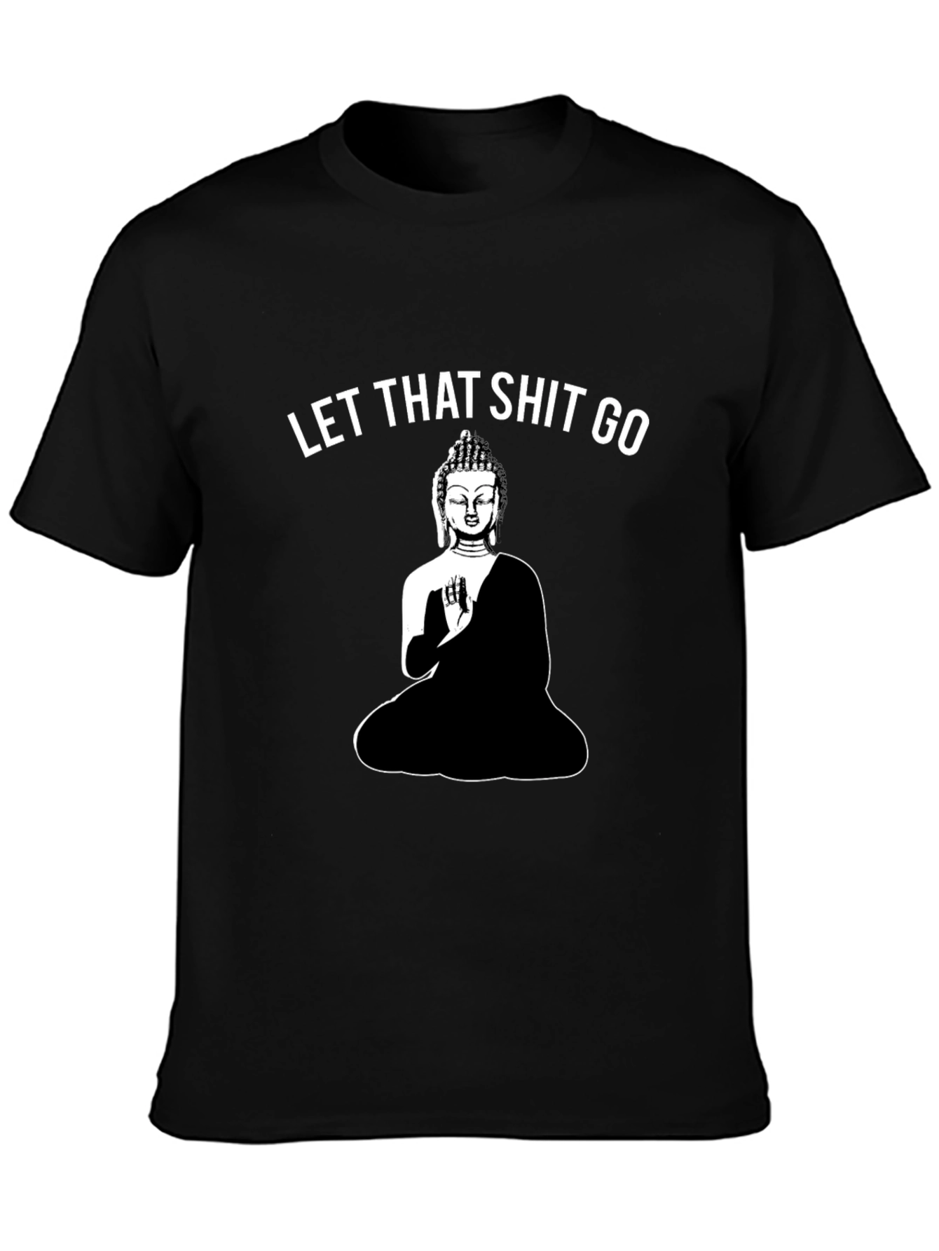 Black Let That Shit Go Buddha Graphic Tee - Black view 3