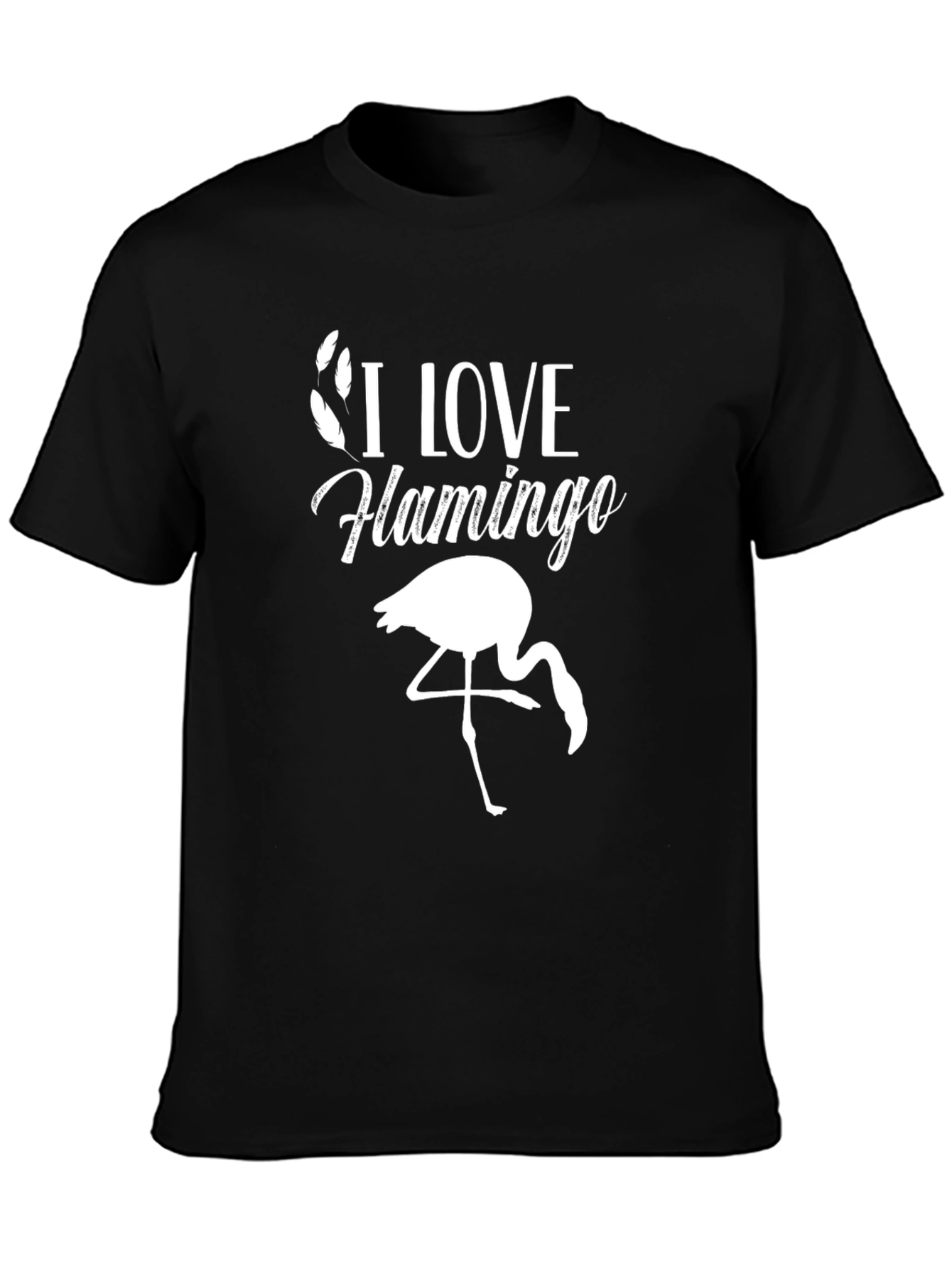 Black I Love Flamingo T-Shirt - Black Cotton Graphic Tee view 3