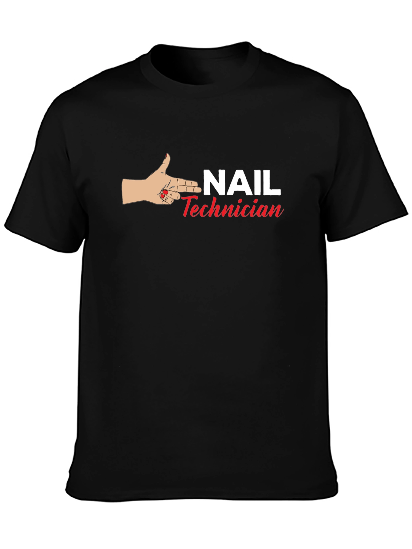 Black Nail Technician T-Shirt - Hand Gun Design view 3