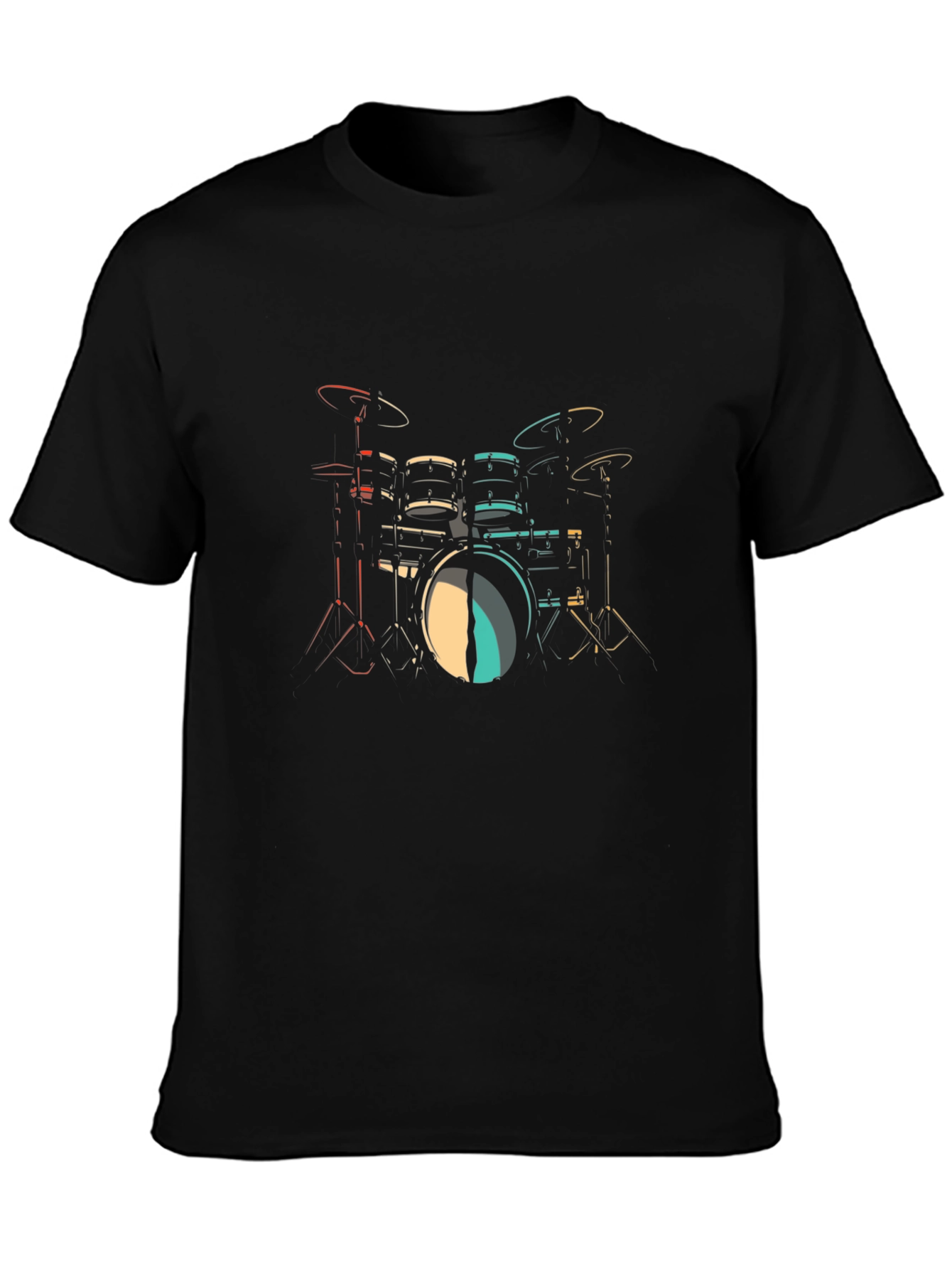 Black Drum Kit Graphic Print T-Shirt view 3
