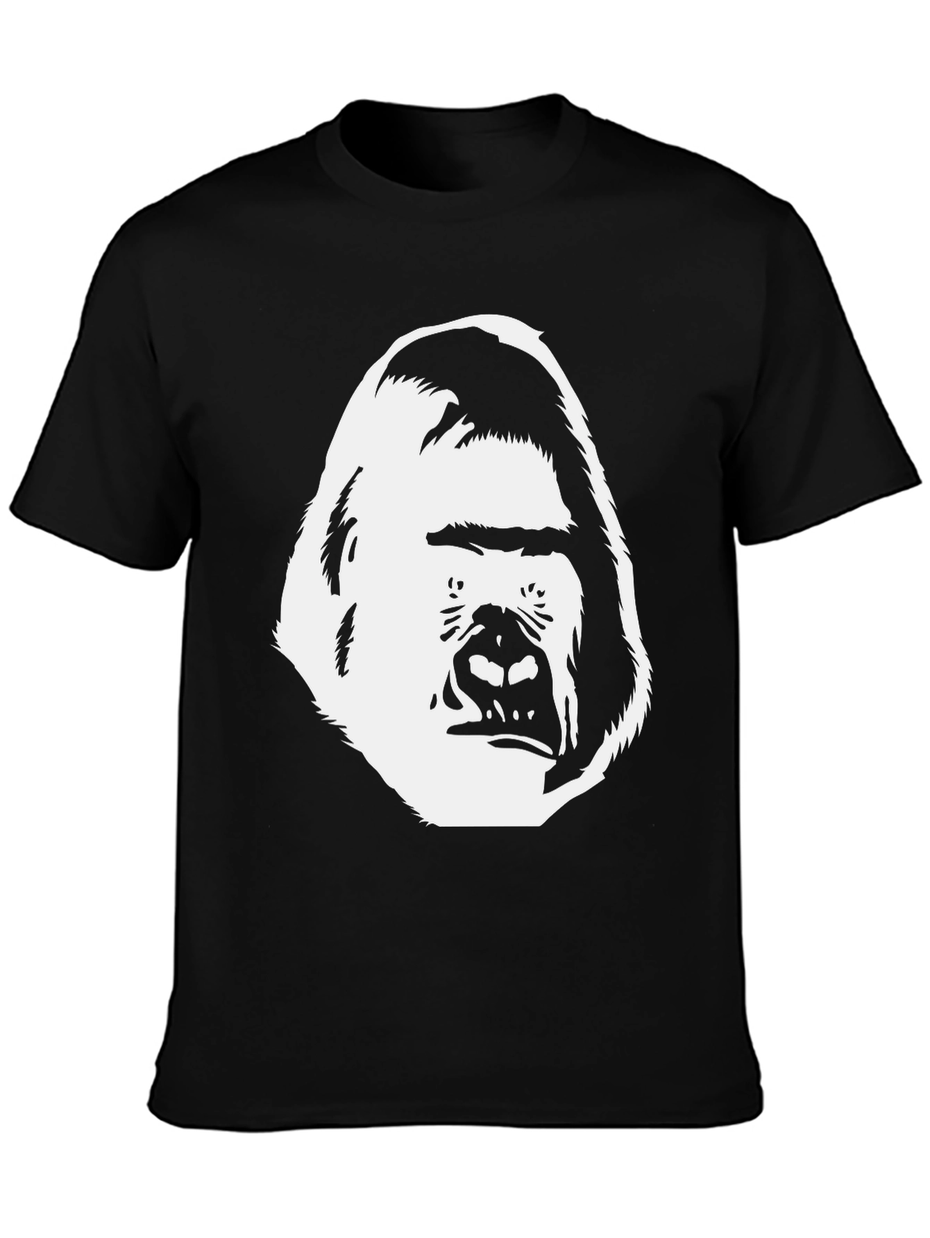 Black Gorilla Face Graphic Tee - Black Cotton T-Shirt view 3