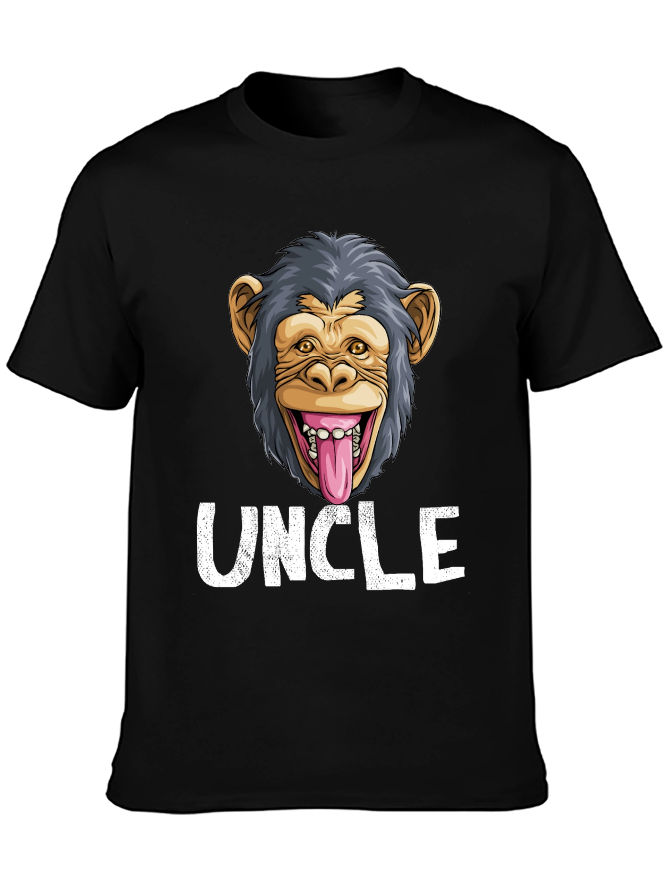 Black Uncle Monkey Face Graphic T-Shirt - Funny Tee view 3