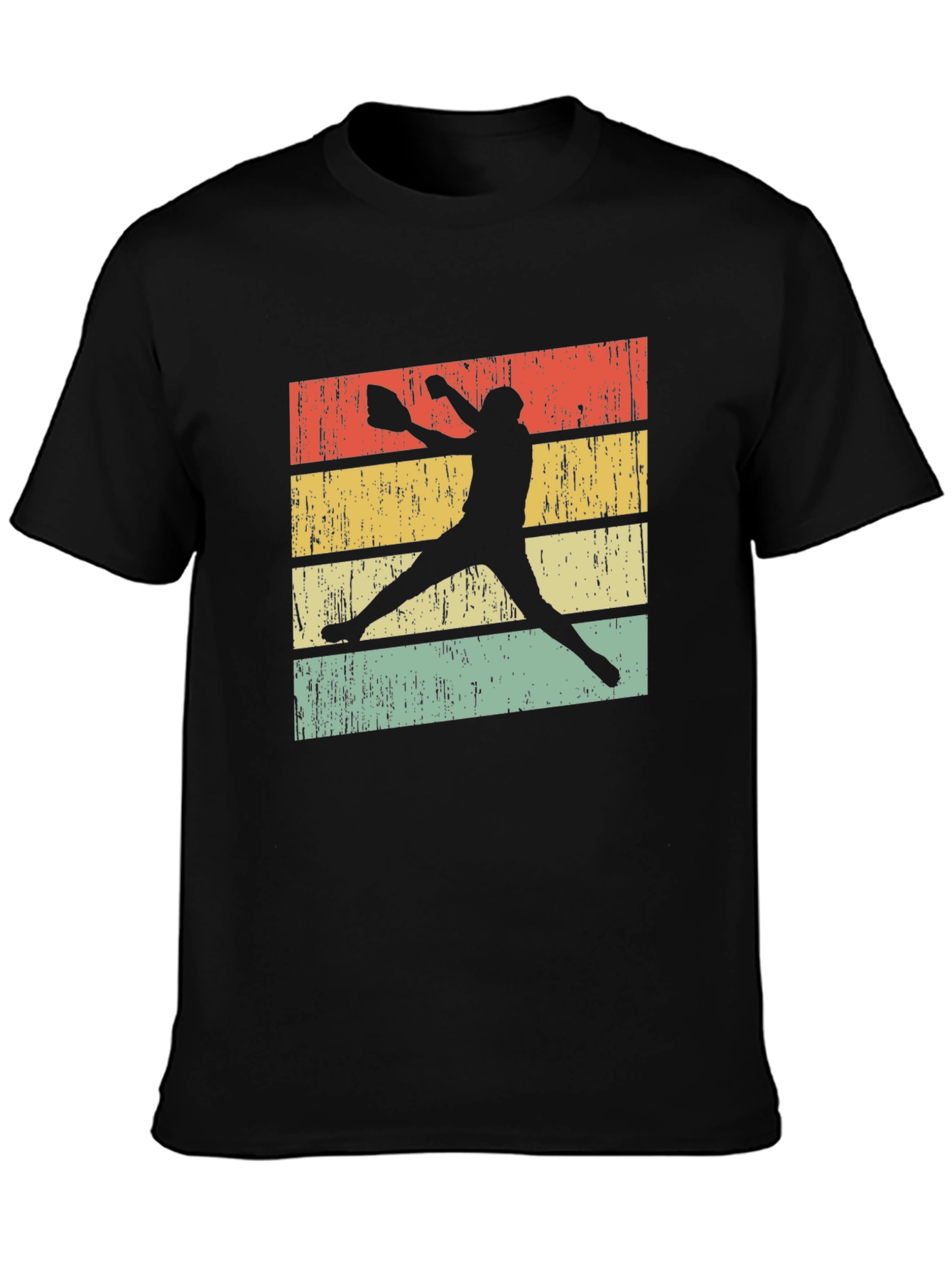 Black Vintage Softball Player T-Shirt view 3