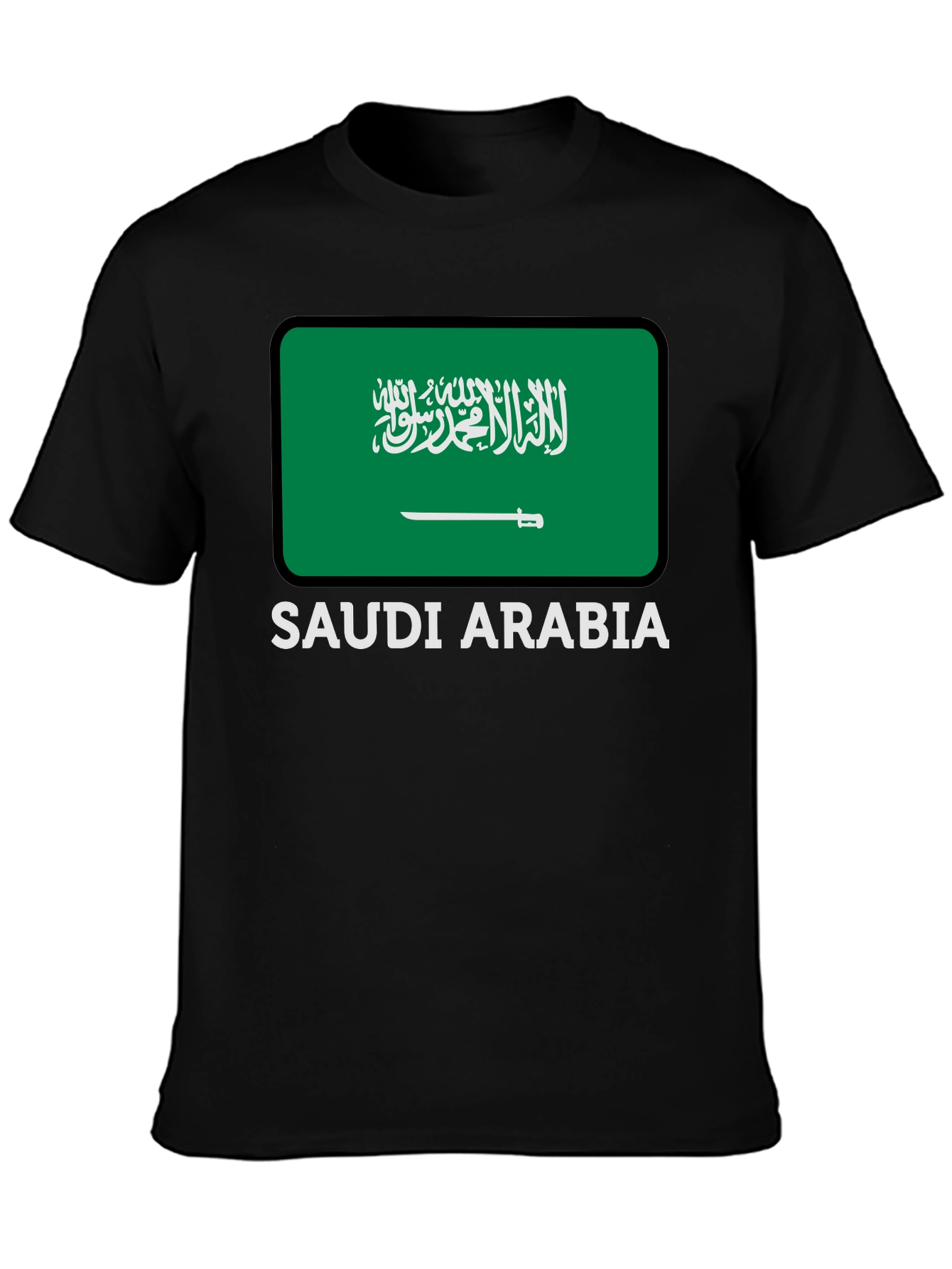 Black Saudi Arabia Flag Graphic Tee - Black Cotton T-Shirt view 3