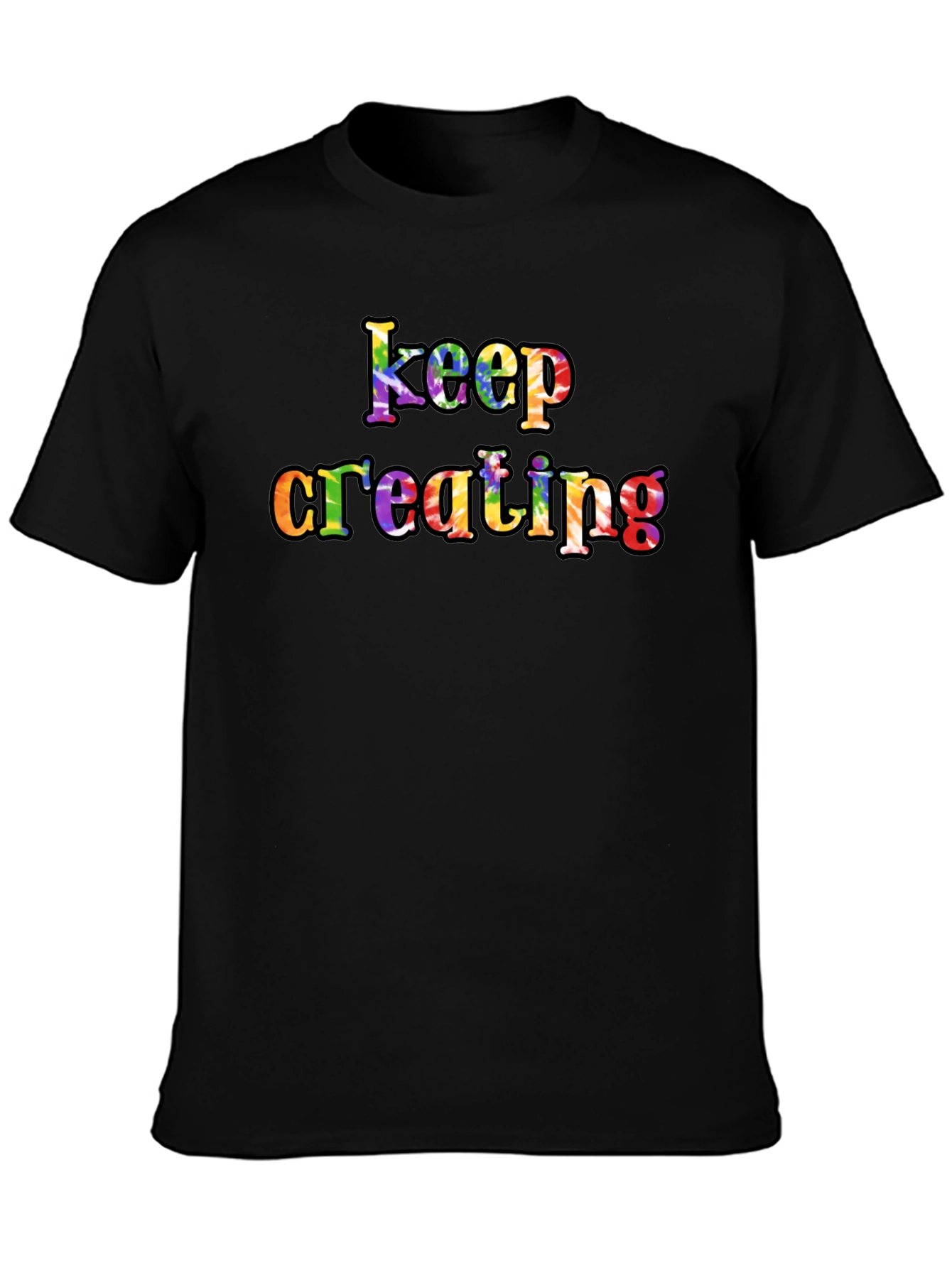 Black Keep Creating Rainbow Graphic T-Shirt - Unisex view 3