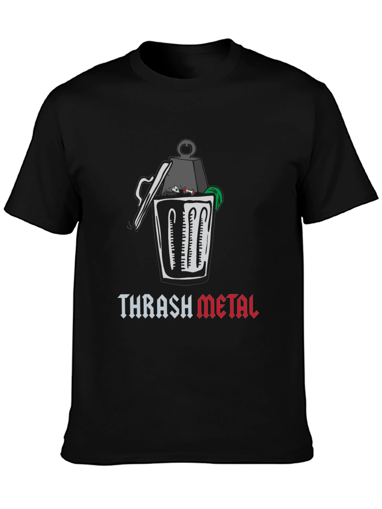 Black Thrash Metal Graphic T-Shirt - Humor Tee view 3