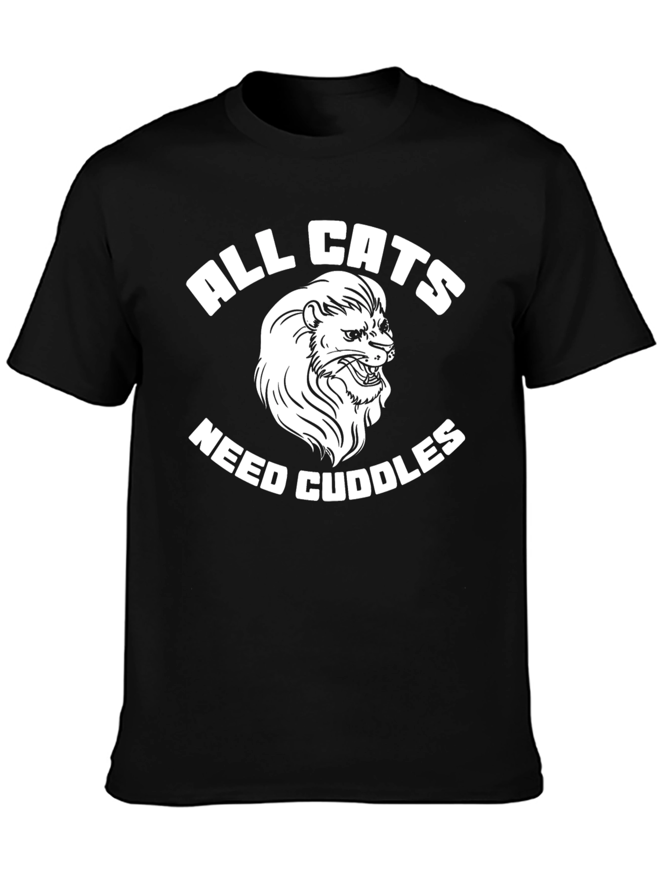 Black All Cats Need Cuddles T-Shirt - Funny Cat Lover Tee view 3
