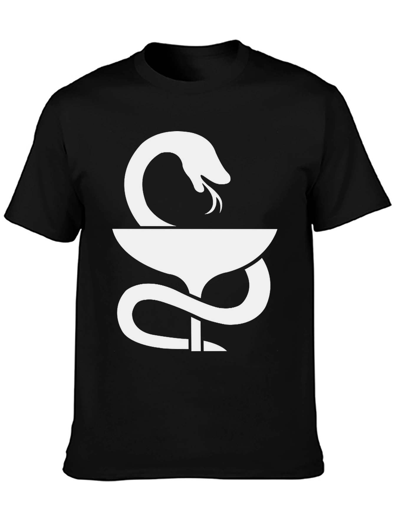 Black Caduceus Snake & Bowl T-Shirt - Medical Symbol view 3