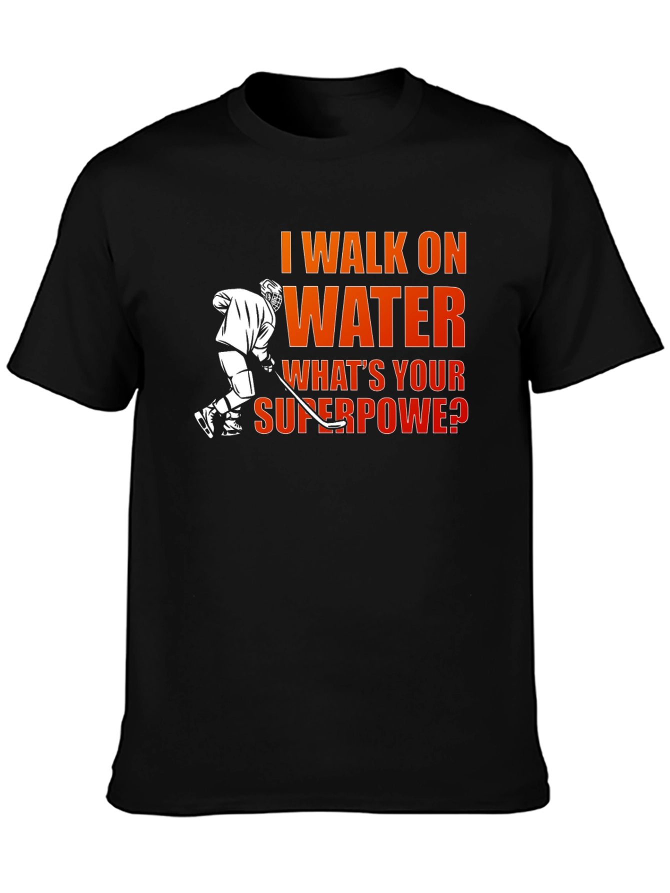 Black I Walk on Water Hockey T-Shirt view 3