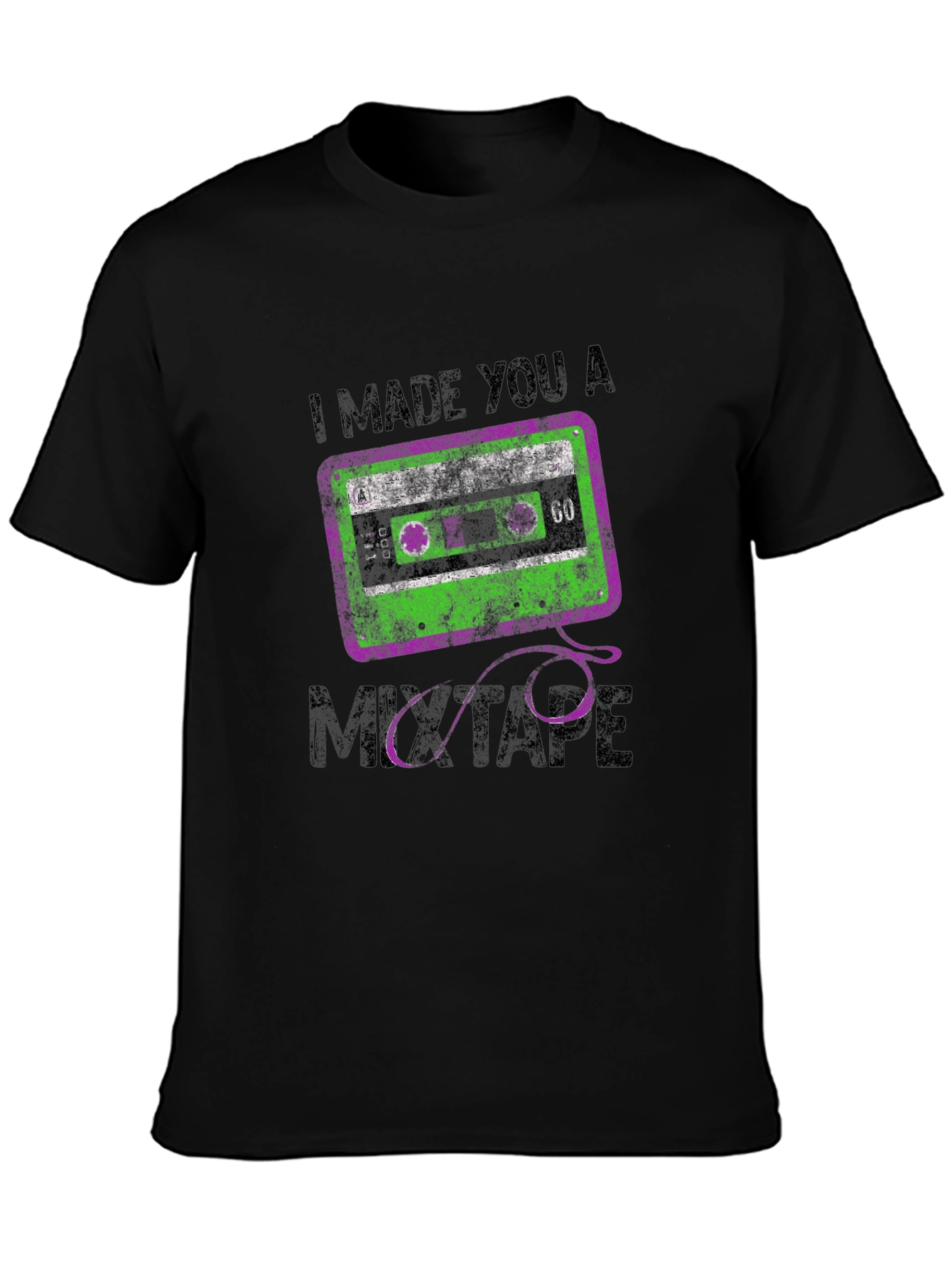Black I Made You a Mixtape Graphic Tee - Vintage Cassette T-Shirt view 3