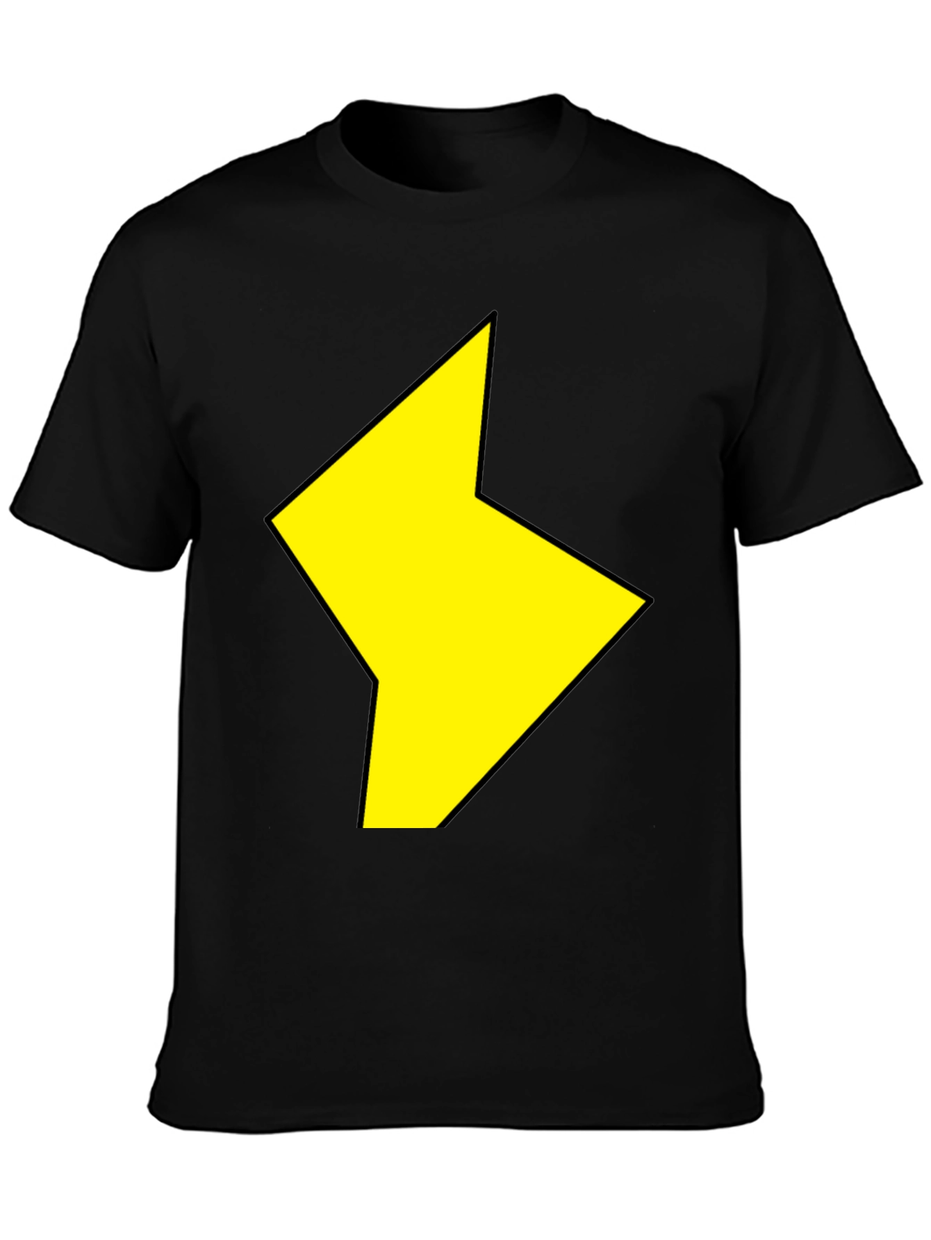 Black Black T-Shirt with Yellow Lightning Bolt Design view 3
