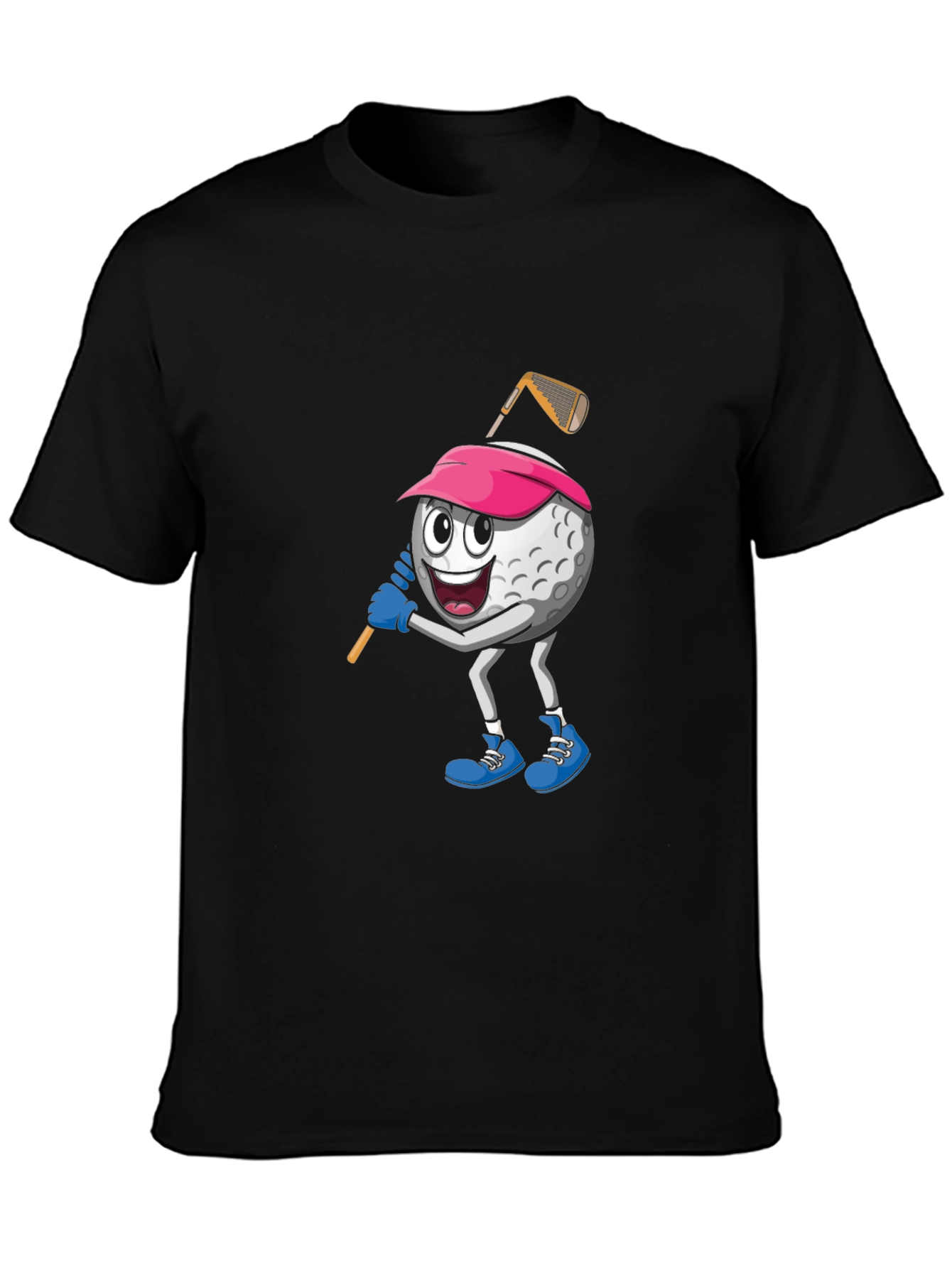 Black Golf Ball Cartoon Black T-Shirt view 3