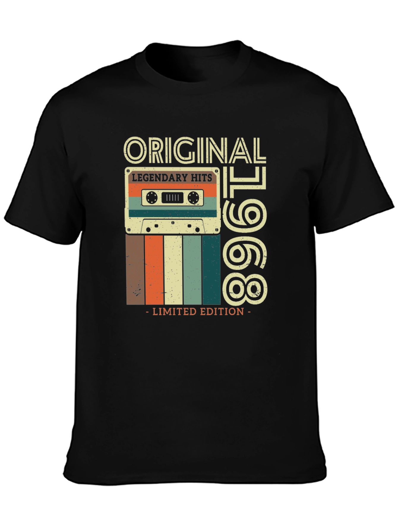 Black Original 1968 Legendary Hits Cassette T-Shirt view 3