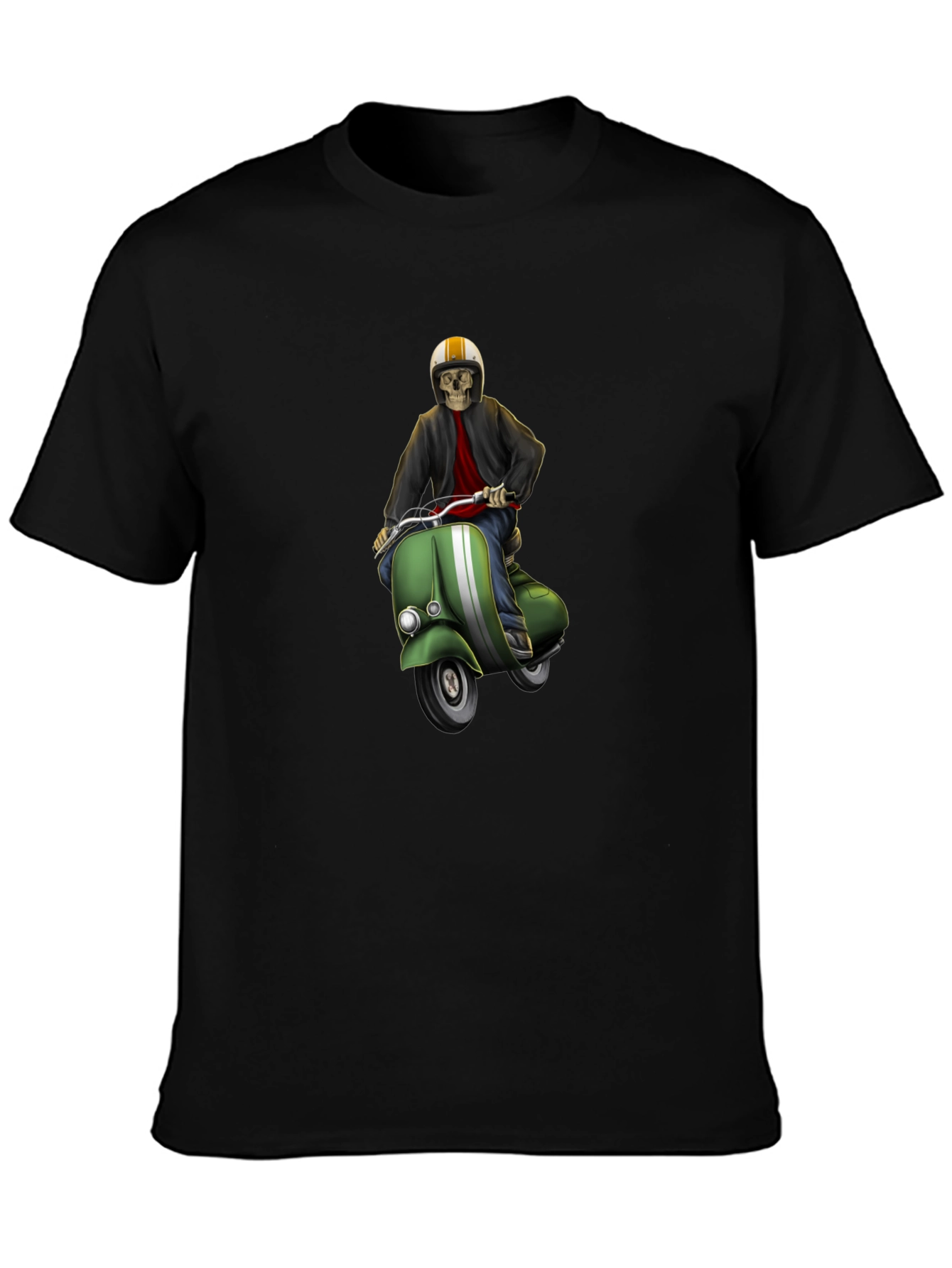 Black Cool Skeleton Rider Graphic Tee view 3