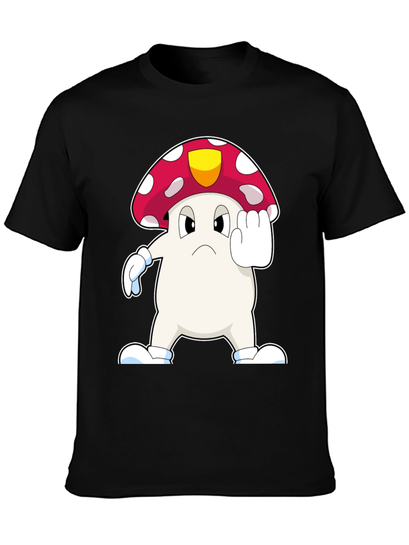 Black Mushroom Cartoon T-Shirt view 3
