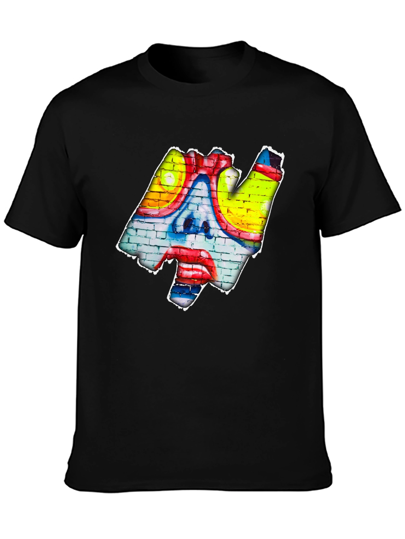 Black Graffiti Clown Face T-Shirt - Urban Art Style view 3
