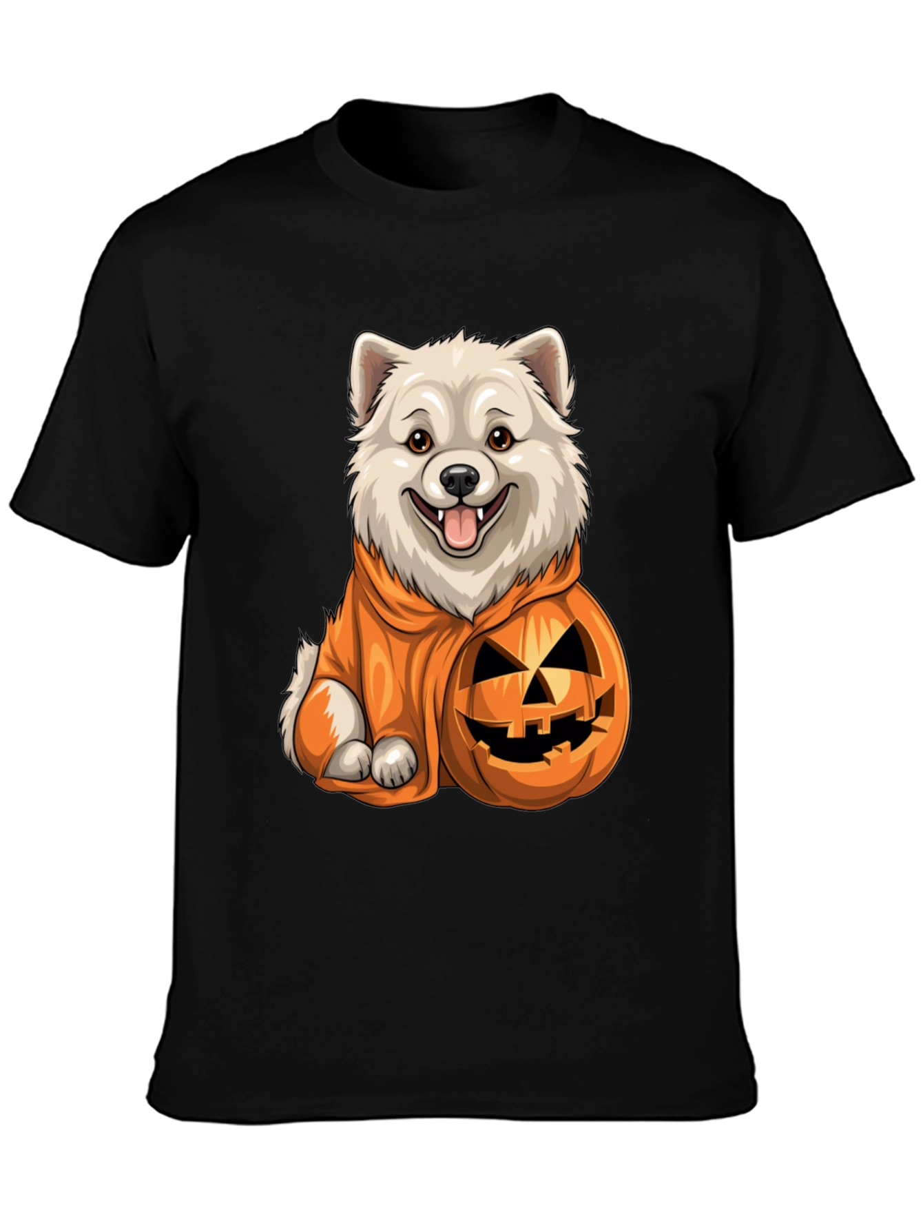 Black Dog in Pumpkin Costume T-Shirt view 3