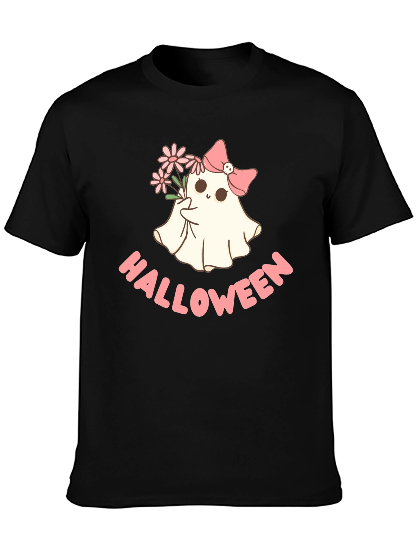 Black Cute Halloween Ghost T-Shirt view 3