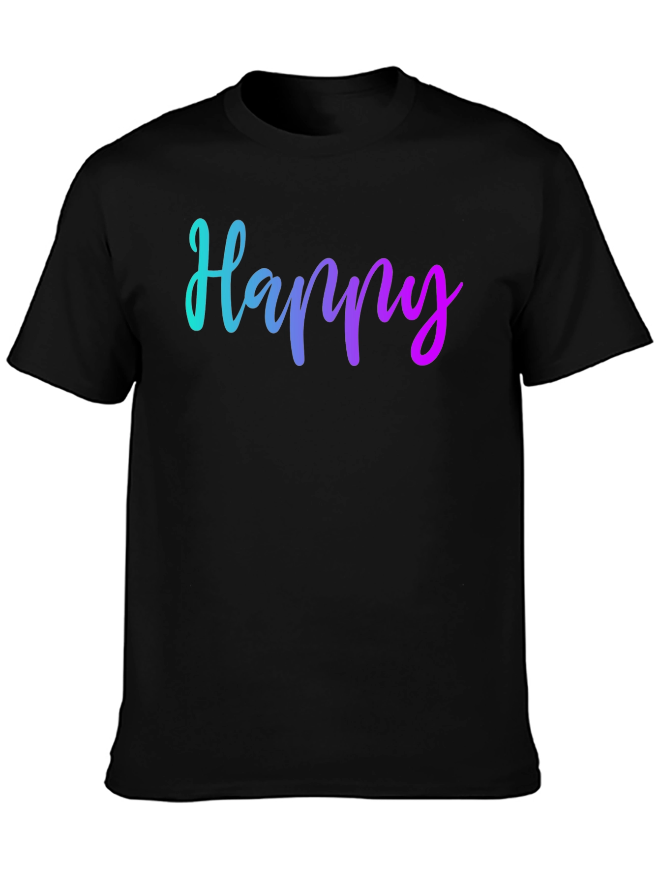 Black Happy Gradient Graphic Black T-Shirt view 3