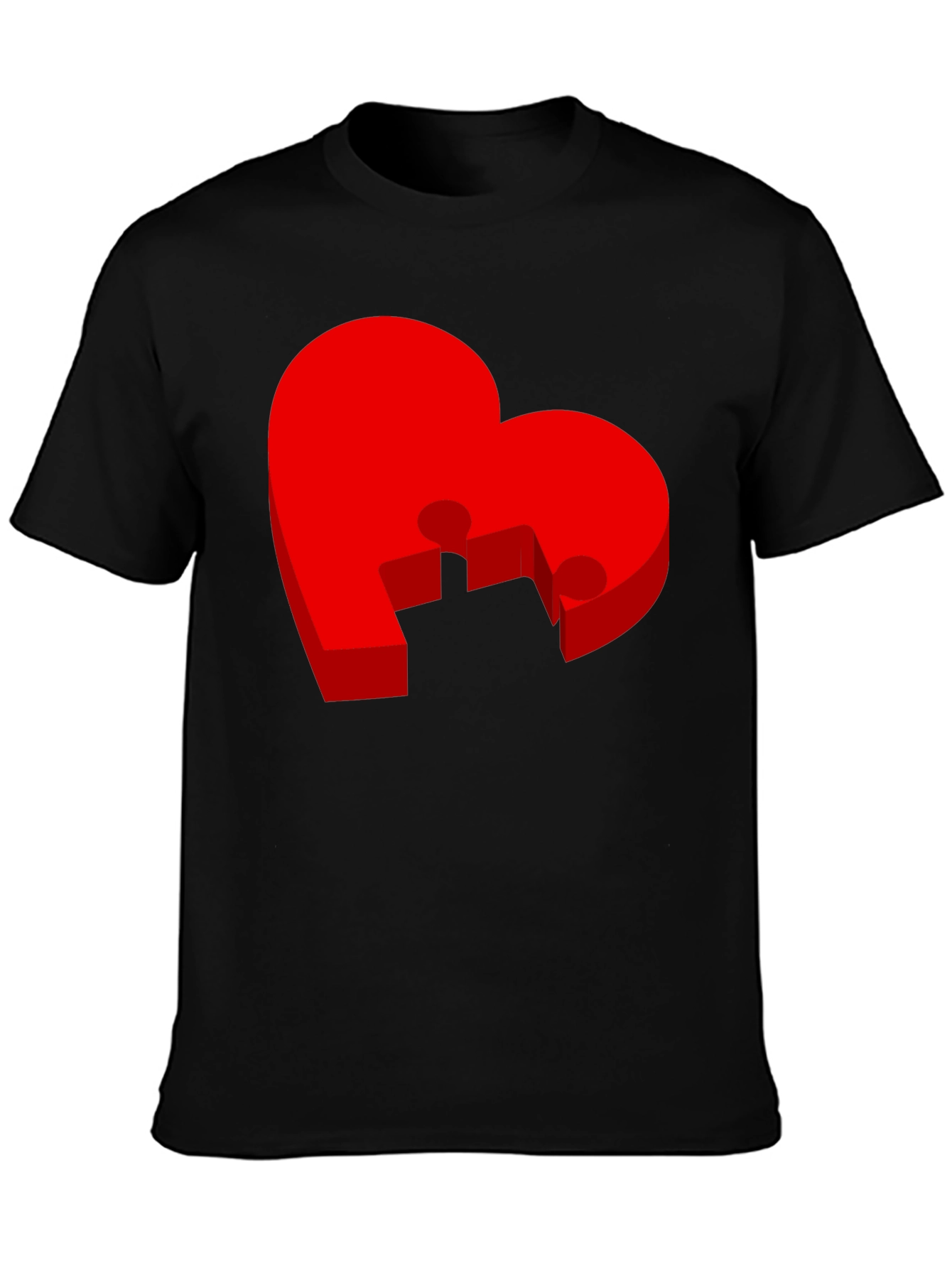 Black Heart Puzzle Piece Graphic Tee - Black T-Shirt view 3