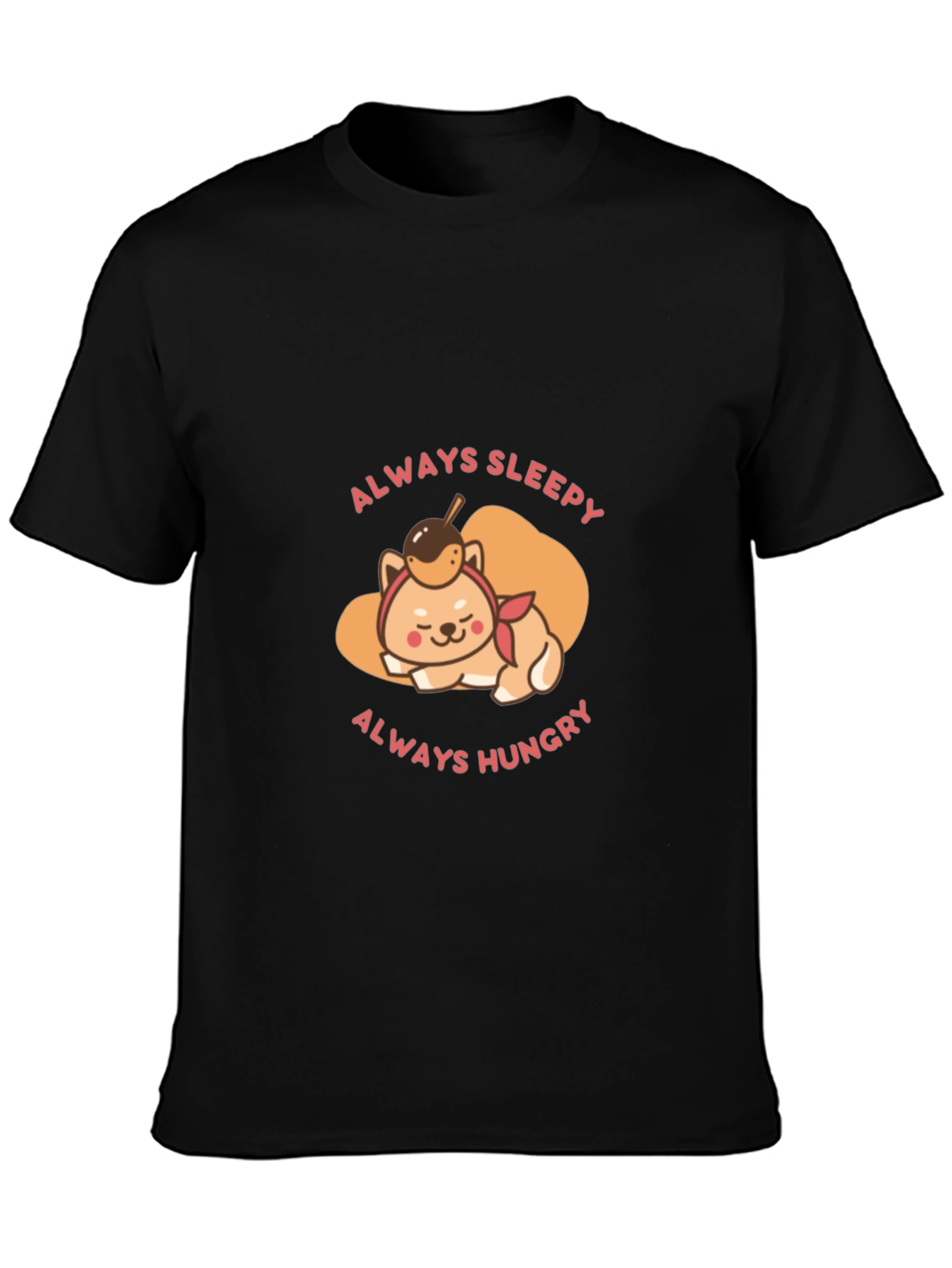 Black Always Sleepy Hungry Shiba Inu T-Shirt view 3