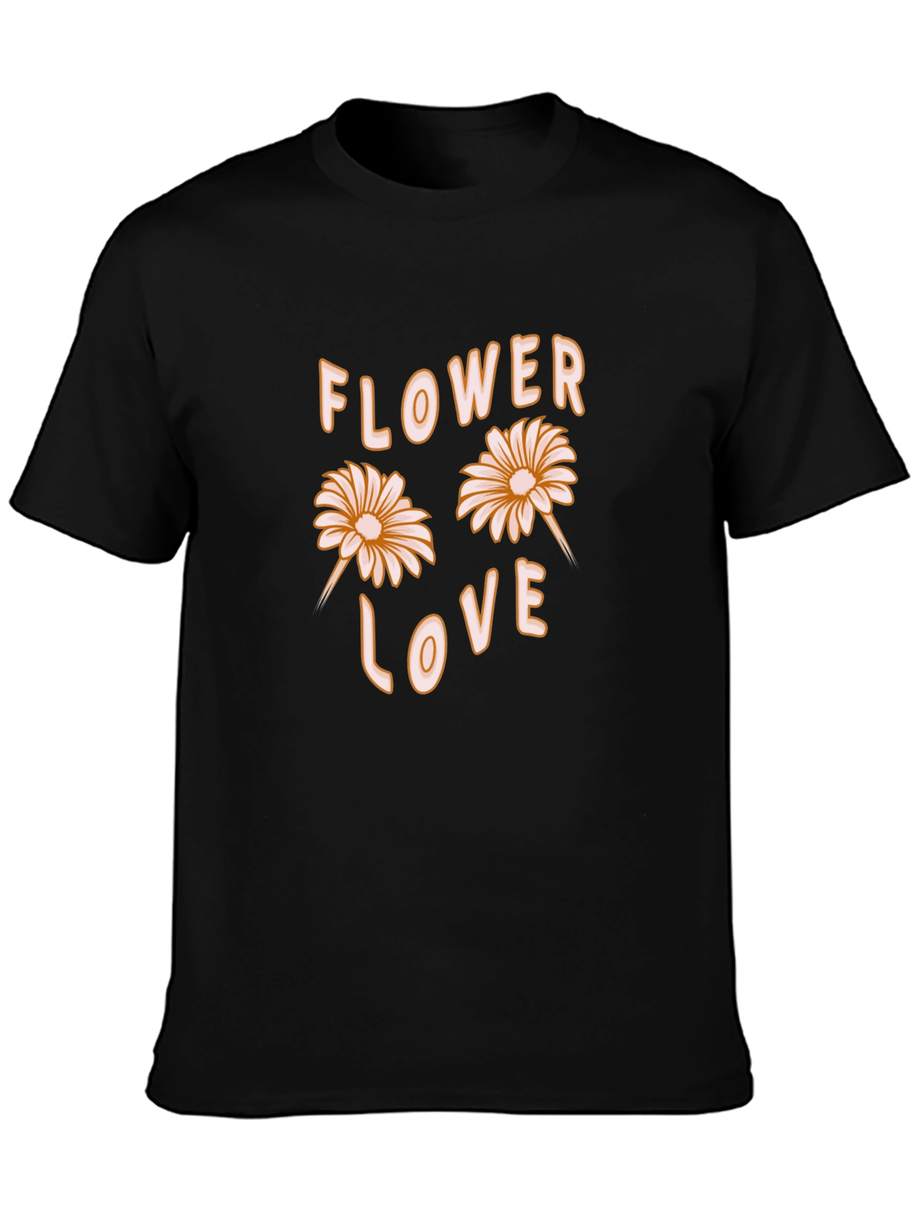 Black Flower Love Graphic Tee - Black Cotton Casual Shirt view 3