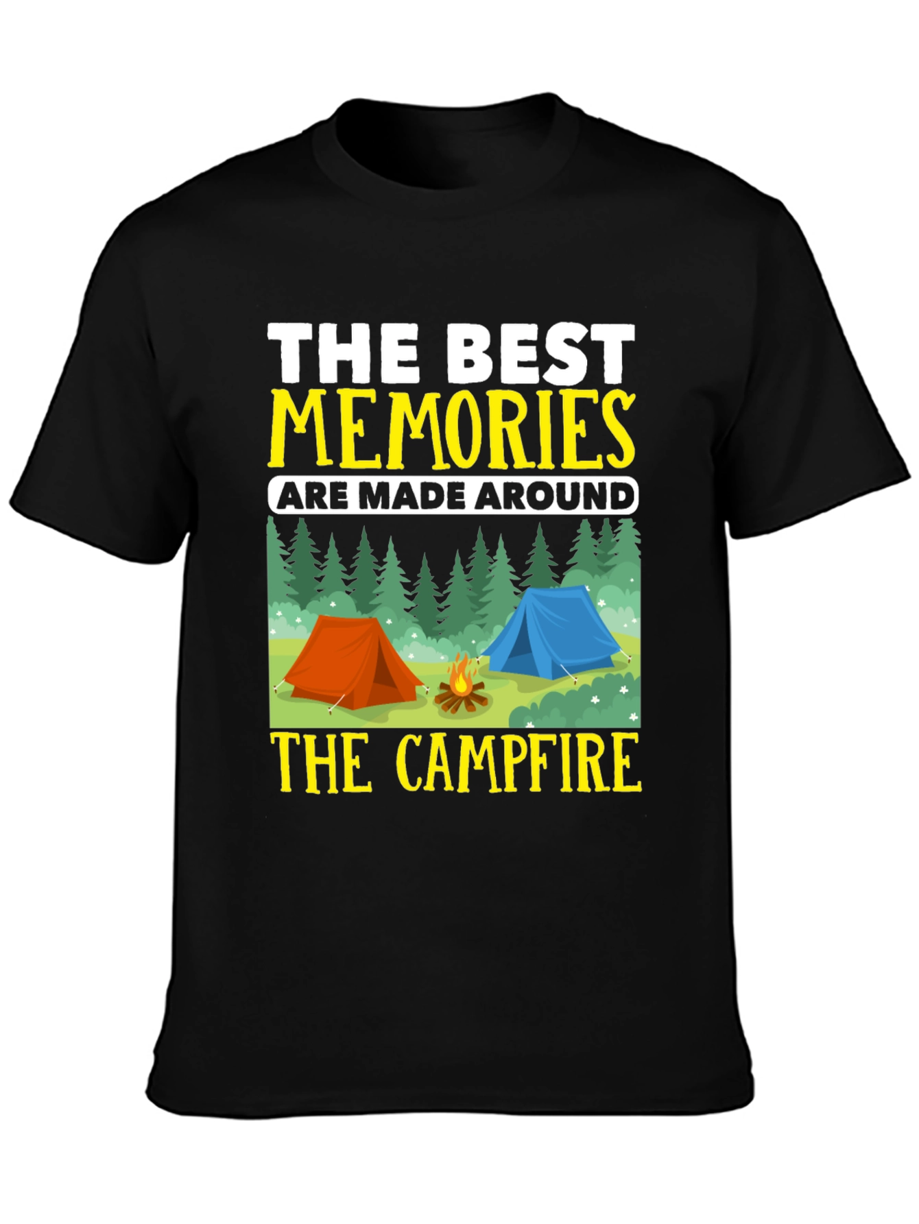Black Camping Memories T-Shirt - Campfire Design view 3