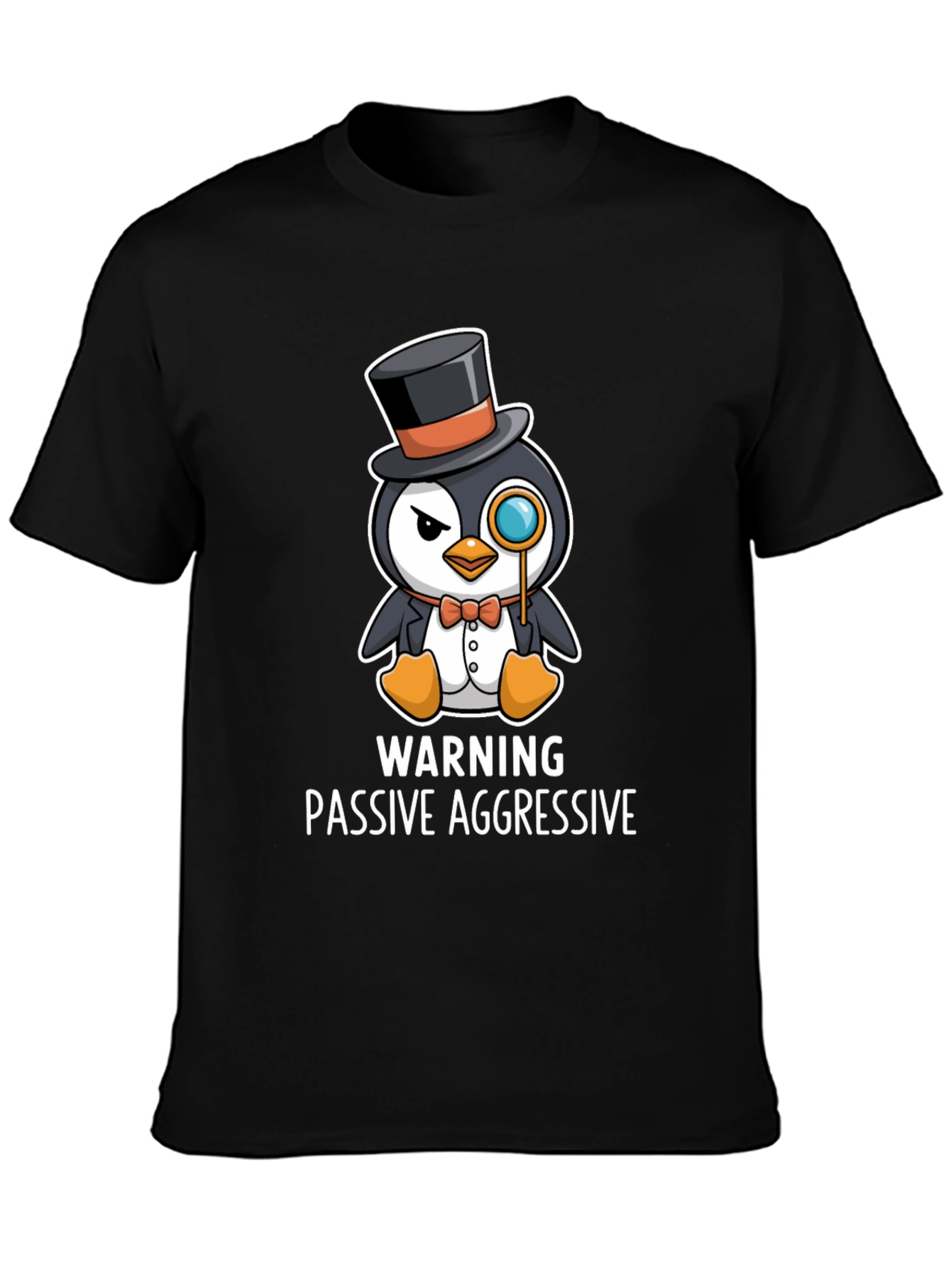 Black Passive Aggressive Penguin T-Shirt view 3