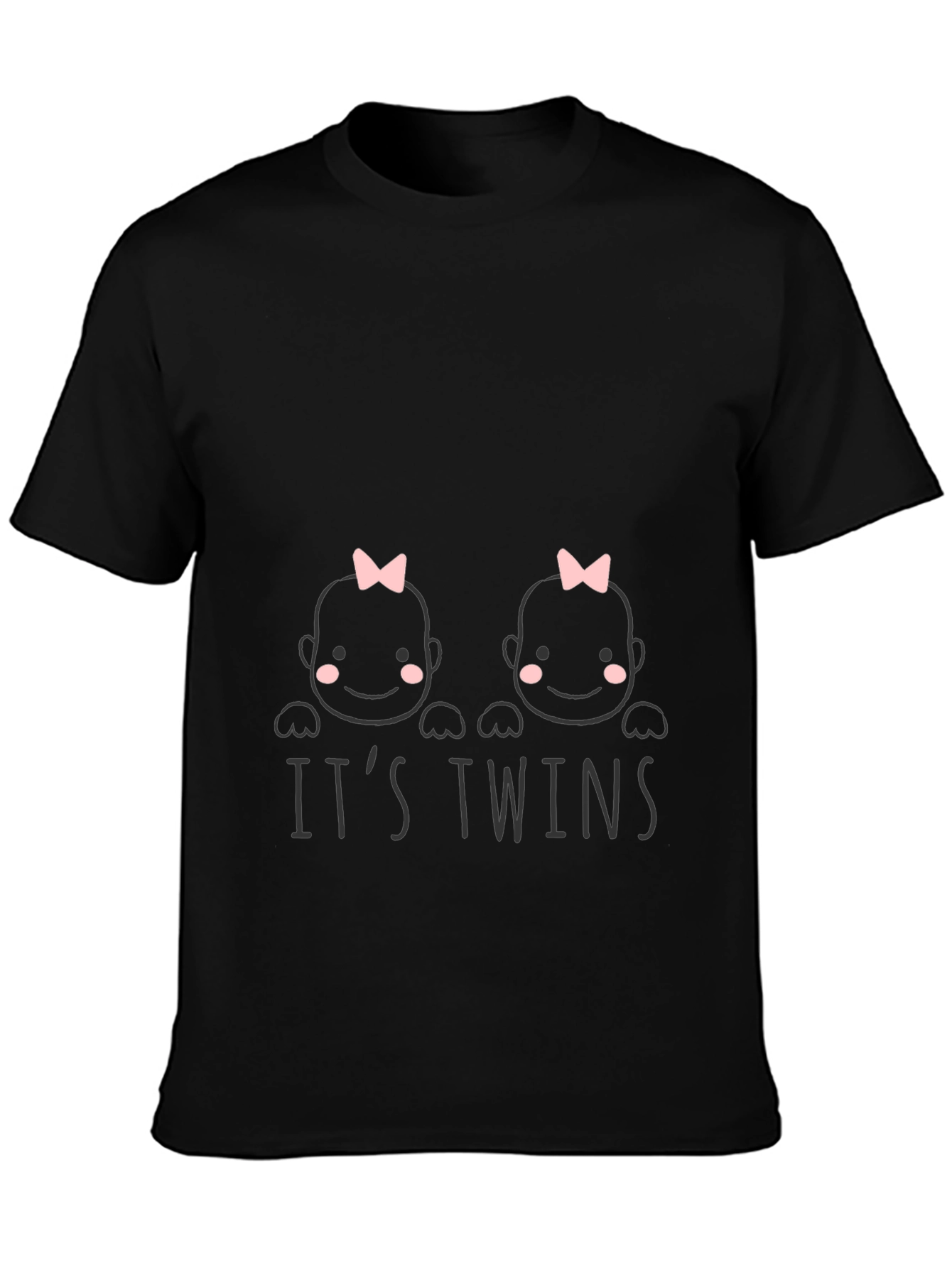 Black It's Twins! Baby Shower T-Shirt view 3