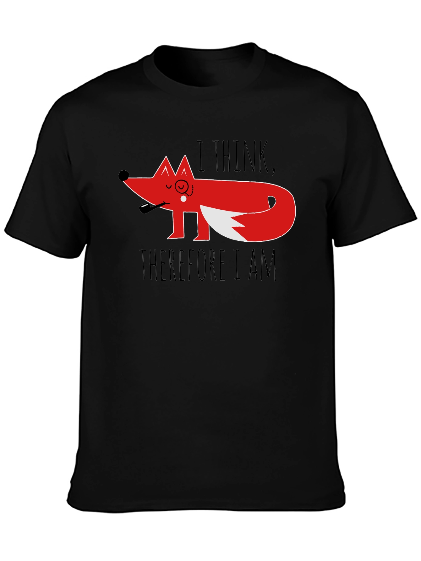 Black Philosophical Fox Graphic Tee - 'I Think, Therefore I Am' view 3