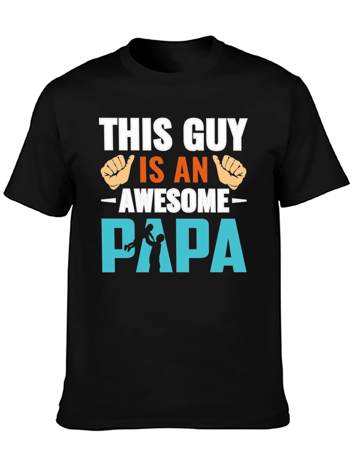 Black Awesome Papa T-Shirt view 3