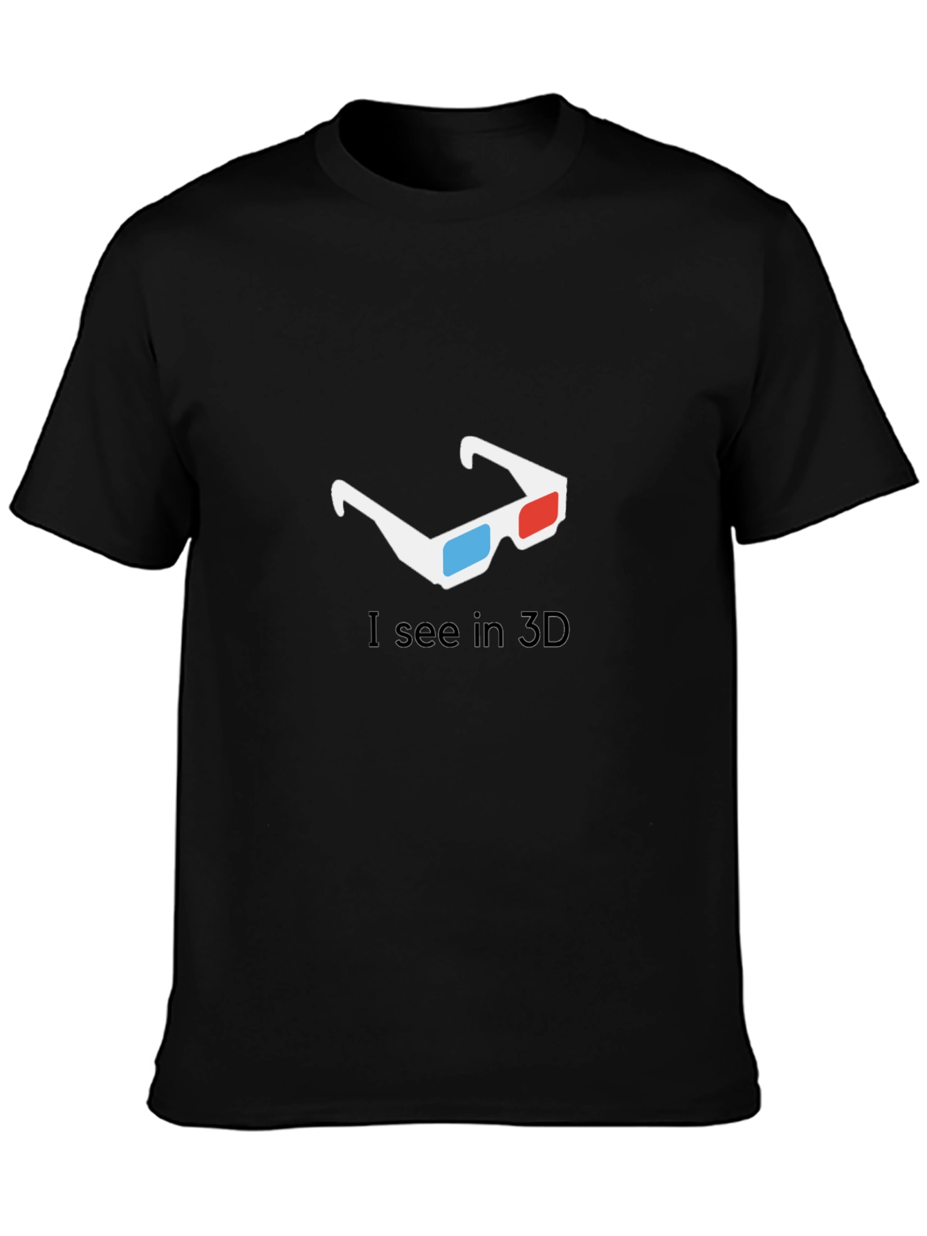 Black Funny 3D Glasses Graphic T-Shirt view 3
