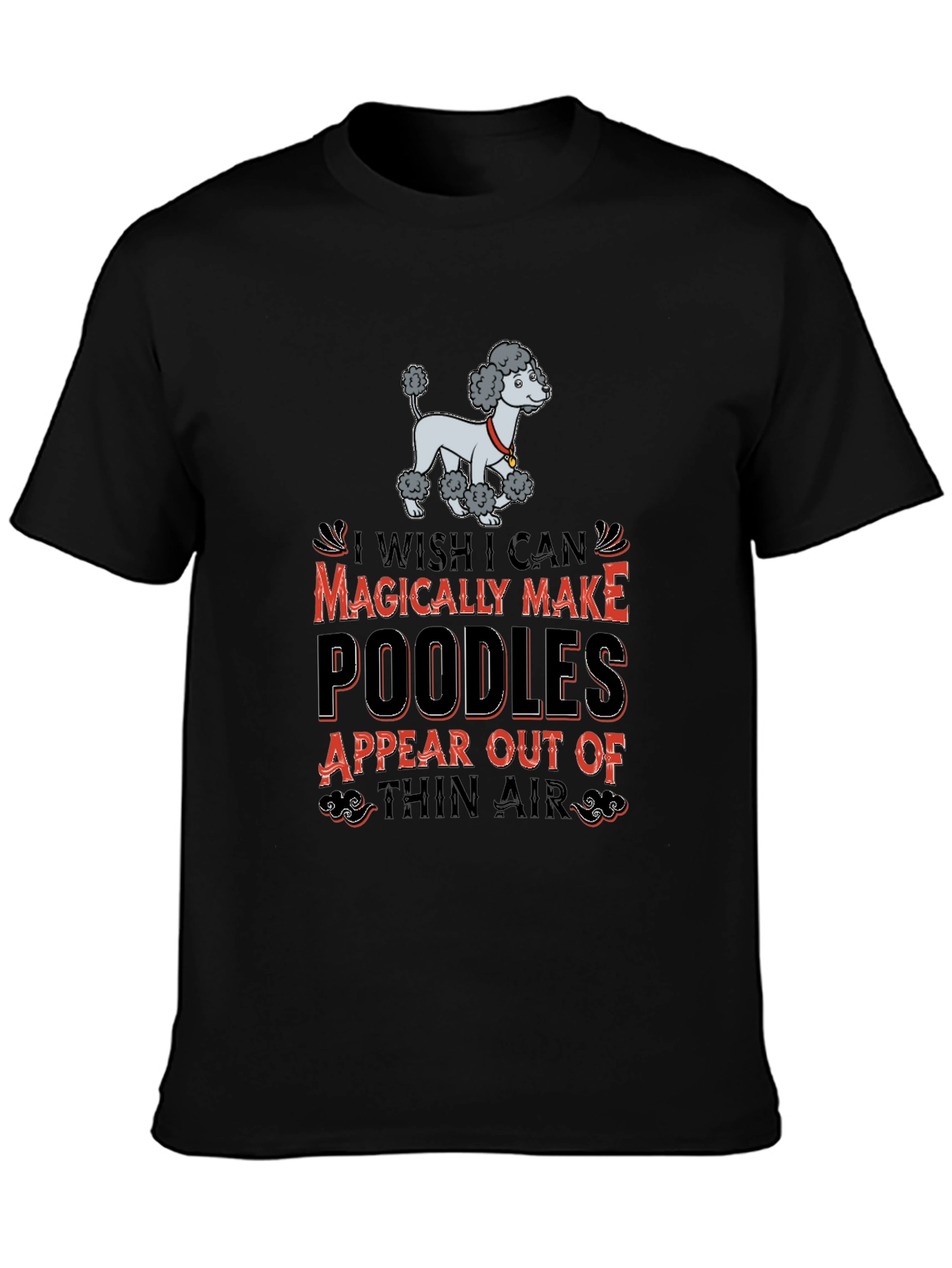 Black Magical Poodles Graphic Tee - Fun Novelty Shirt view 3