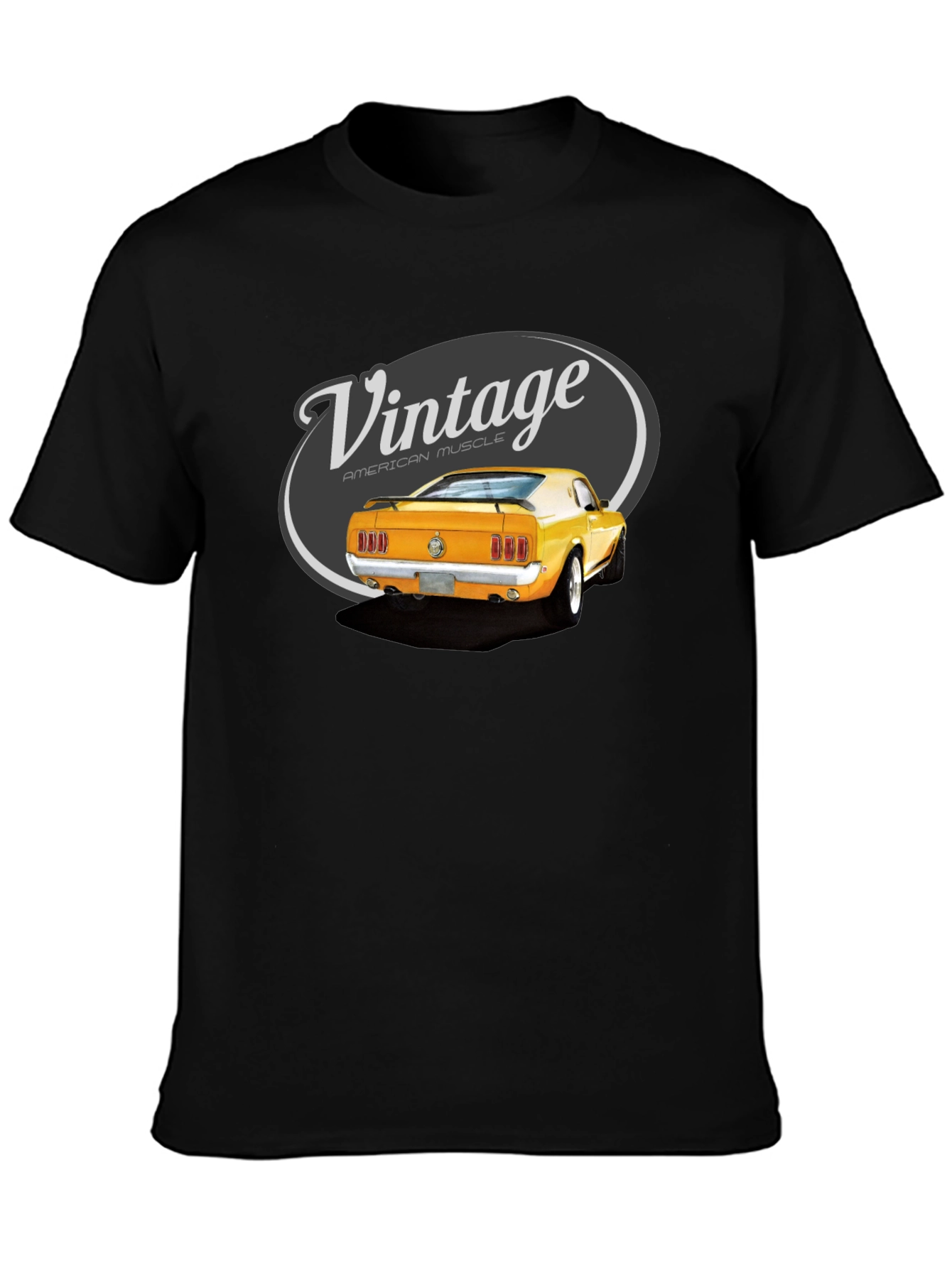 Black Vintage American Muscle Car T-Shirt view 3