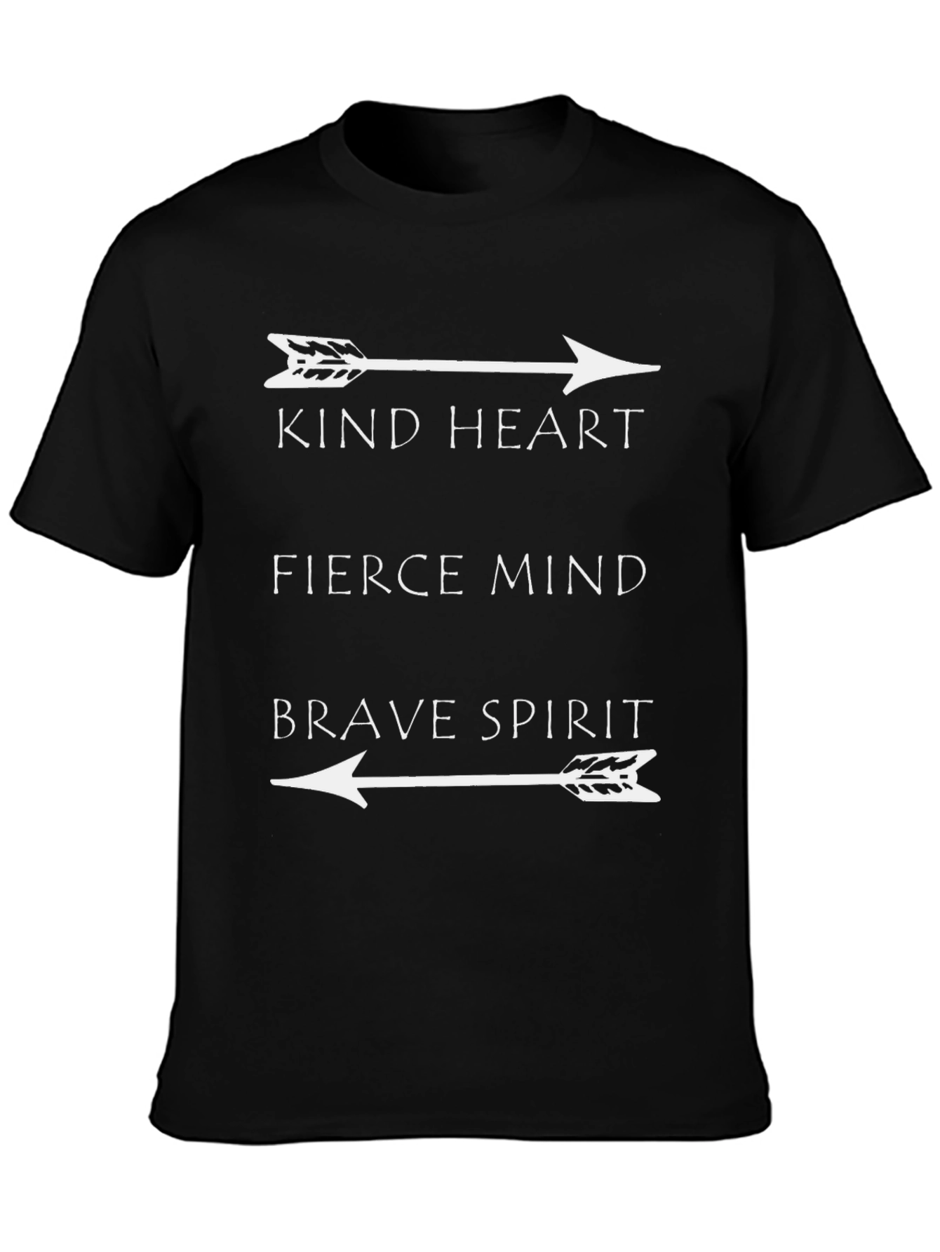 Black Kind Heart Fierce Mind Brave Spirit Arrow T-Shirt view 3