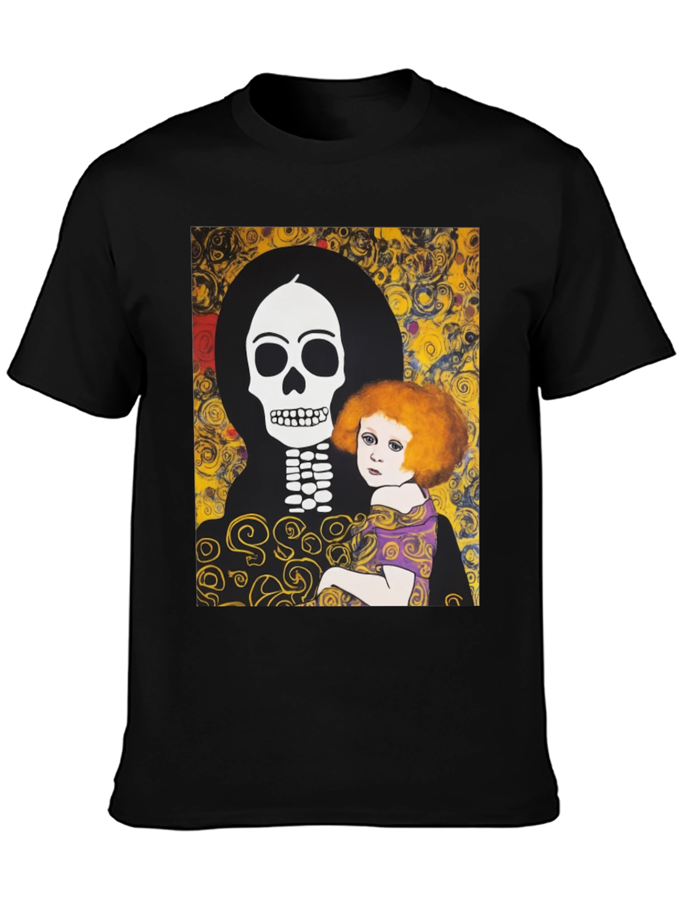 Black Klimt Death & Life Graphic Tee - Dark Humor Art view 3